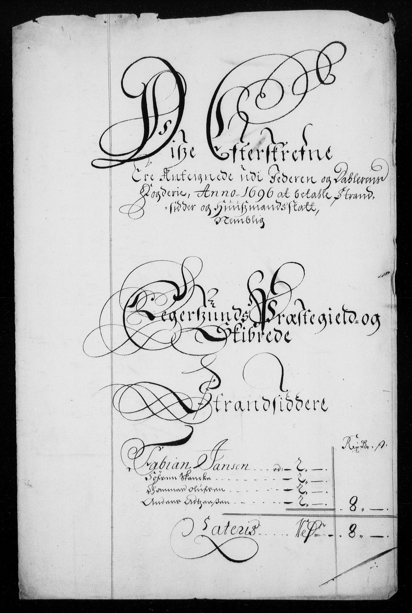 Rentekammeret inntil 1814, Reviderte regnskaper, Fogderegnskap, AV/RA-EA-4092/R46/L2728: Fogderegnskap Jæren og Dalane, 1694-1696, s. 409