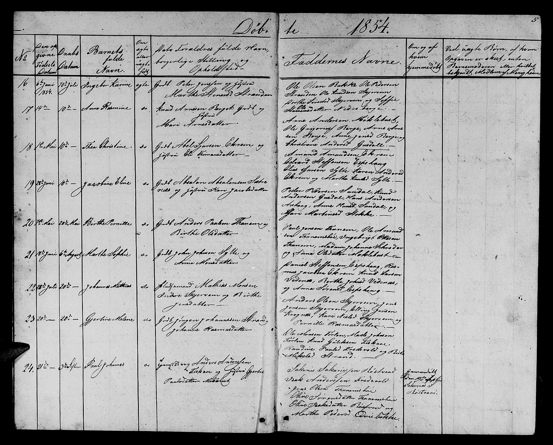 Ministerialprotokoller, klokkerbøker og fødselsregistre - Møre og Romsdal, AV/SAT-A-1454/501/L0015: Klokkerbok nr. 501C01, 1854-1867, s. 5