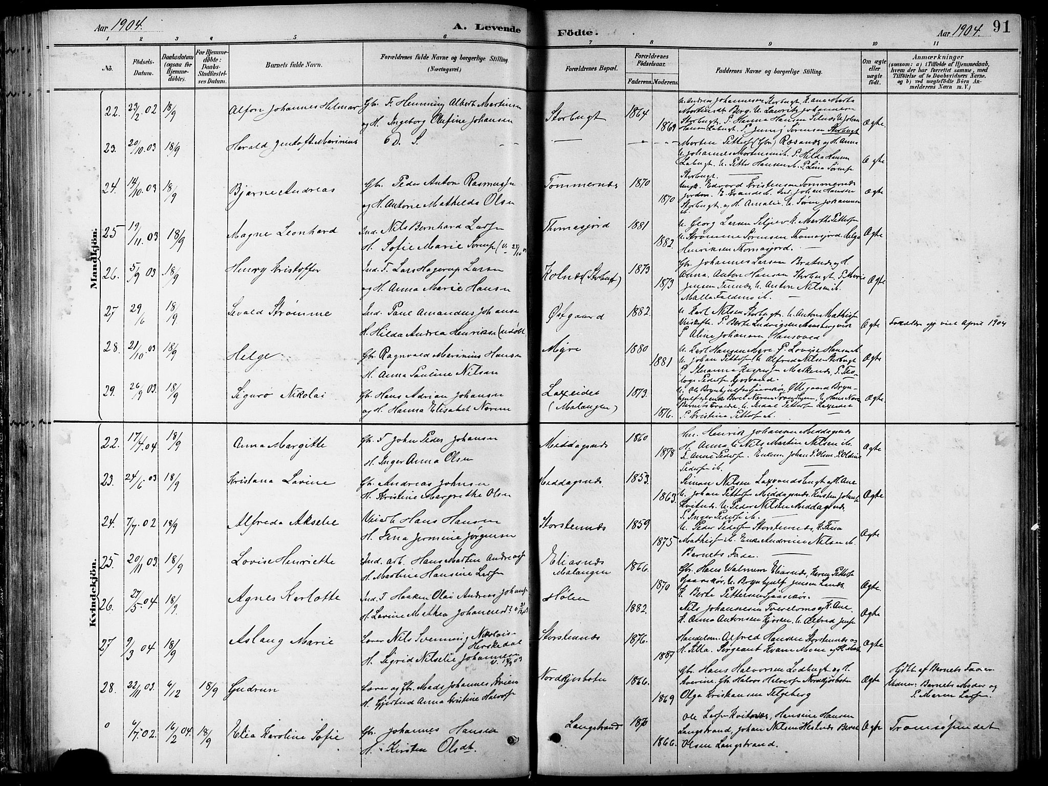 Balsfjord sokneprestembete, AV/SATØ-S-1303/G/Gab/L0008klokker: Klokkerbok nr. 8, 1890-1906, s. 91