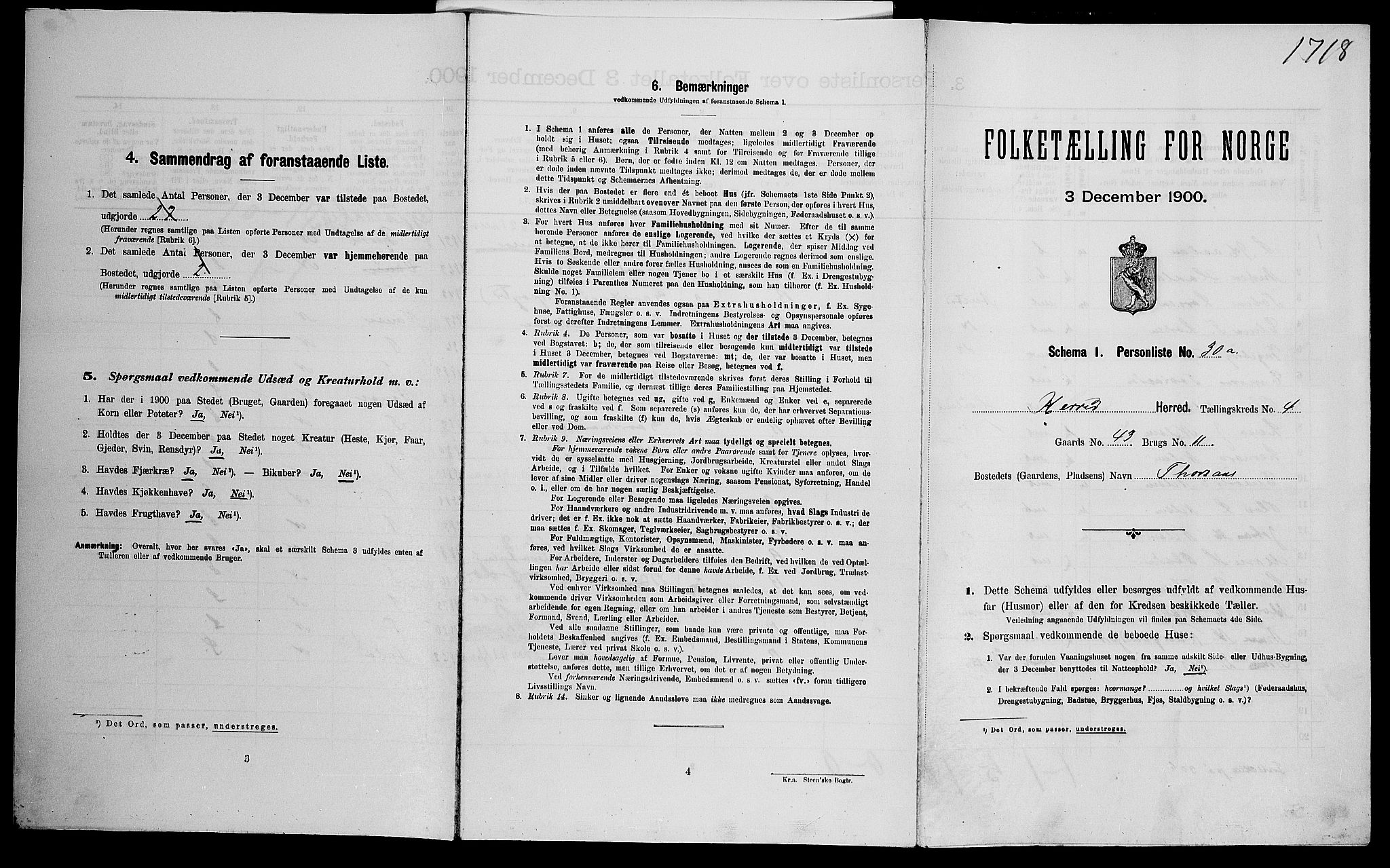 SAK, Folketelling 1900 for 1039 Herad herred, 1900, s. 376