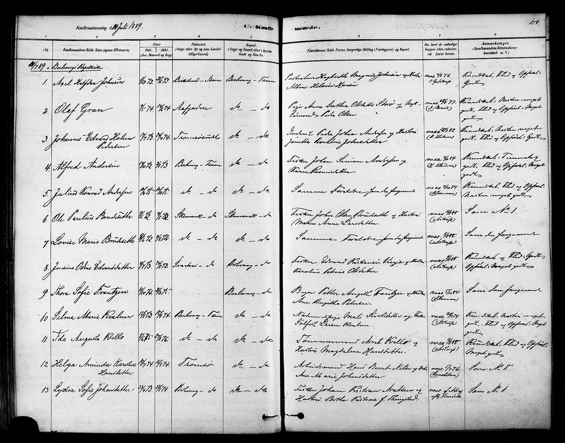 Tana sokneprestkontor, AV/SATØ-S-1334/H/Ha/L0004kirke: Ministerialbok nr. 4, 1878-1891, s. 154