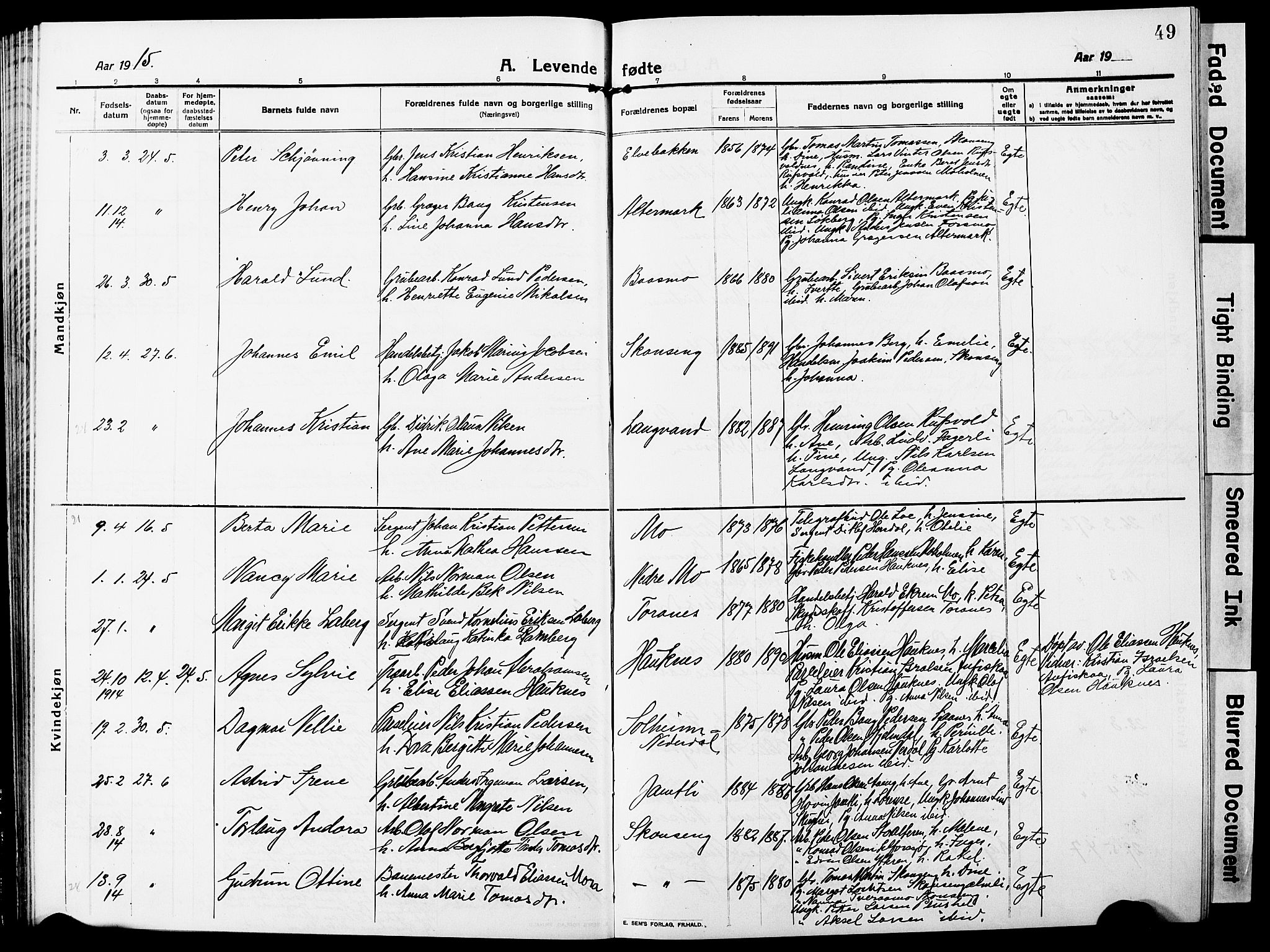 Ministerialprotokoller, klokkerbøker og fødselsregistre - Nordland, AV/SAT-A-1459/827/L0423: Klokkerbok nr. 827C12, 1912-1930, s. 49