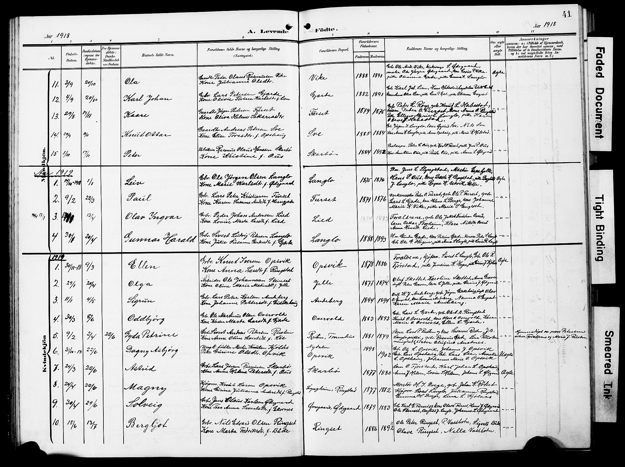 Ministerialprotokoller, klokkerbøker og fødselsregistre - Møre og Romsdal, SAT/A-1454/520/L0293: Klokkerbok nr. 520C05, 1902-1923, s. 41