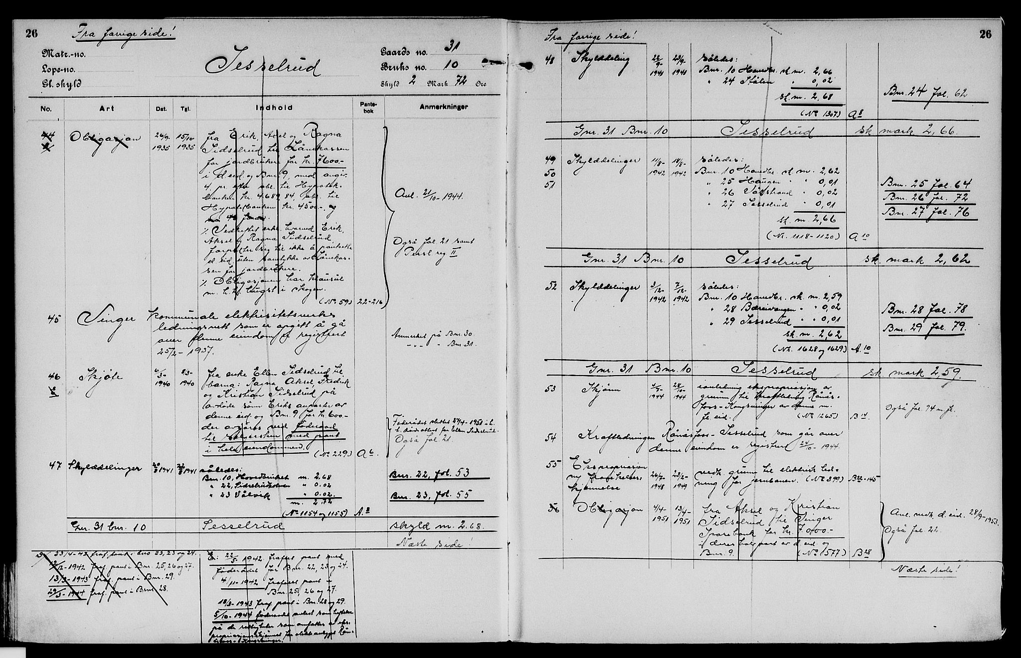 Vinger og Odal sorenskriveri, SAH/TING-022/H/Ha/Hac/Hacc/L0006: Panteregister nr. 3.6, 1923, s. 26