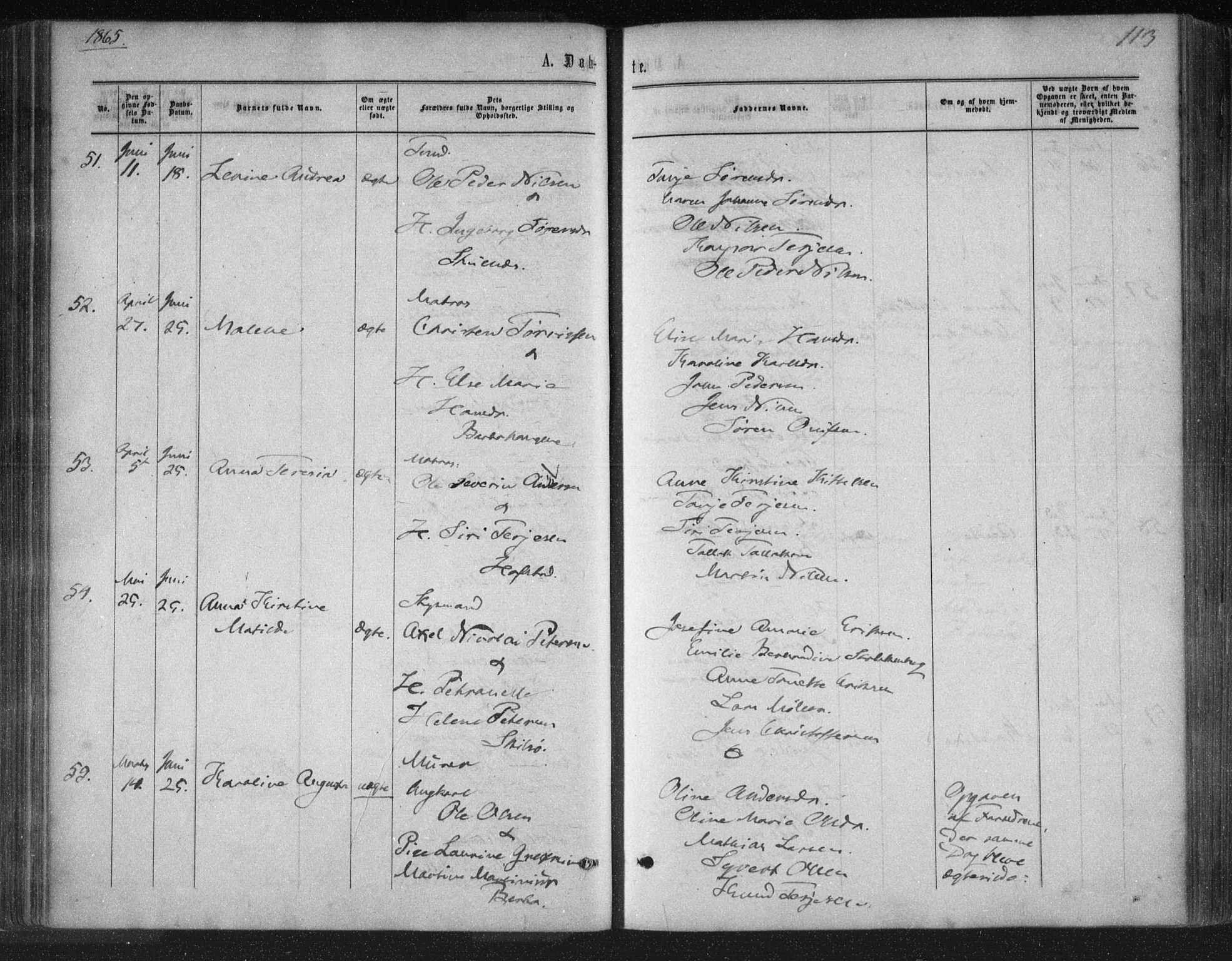 Tromøy sokneprestkontor, AV/SAK-1111-0041/F/Fa/L0007: Ministerialbok nr. A 7, 1864-1869, s. 113