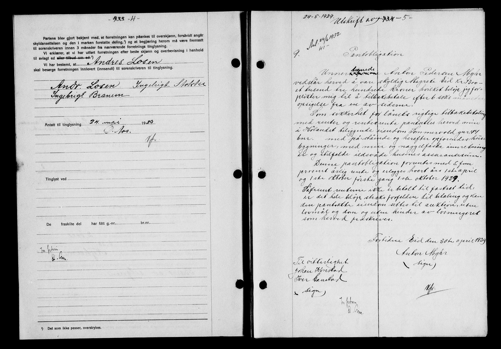 Gauldal sorenskriveri, AV/SAT-A-0014/1/2/2C/L0038: Pantebok nr. 39, 1929-1930, Tingl.dato: 24.05.1929