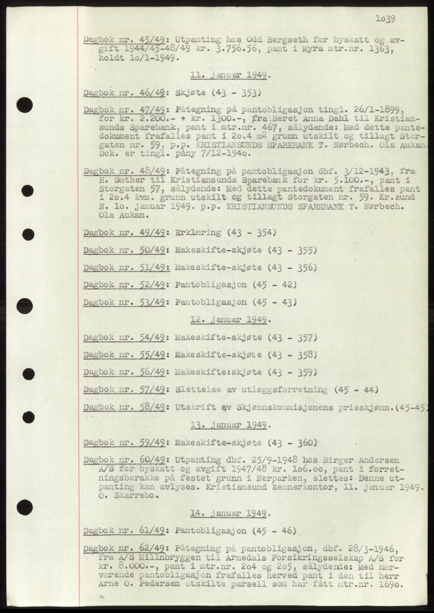 Kristiansund byfogd, SAT/A-4587/A/27: Pantebok nr. 32b, 1945-1950, Dagboknr: 46/1949