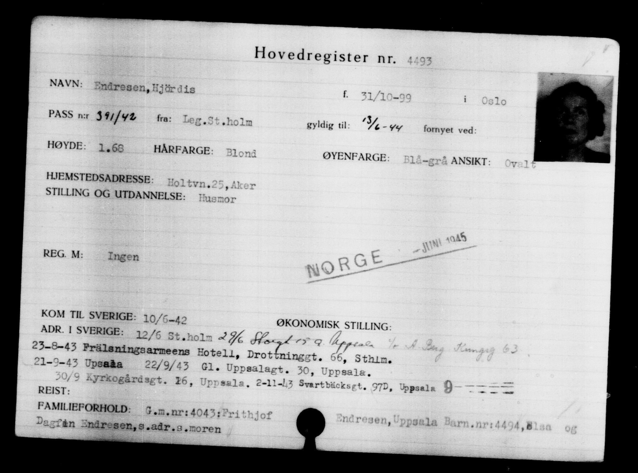 Den Kgl. Norske Legasjons Flyktningskontor, AV/RA-S-6753/V/Va/L0004: Kjesäterkartoteket.  Flyktningenr. 3496-6610, 1940-1945, s. 1198