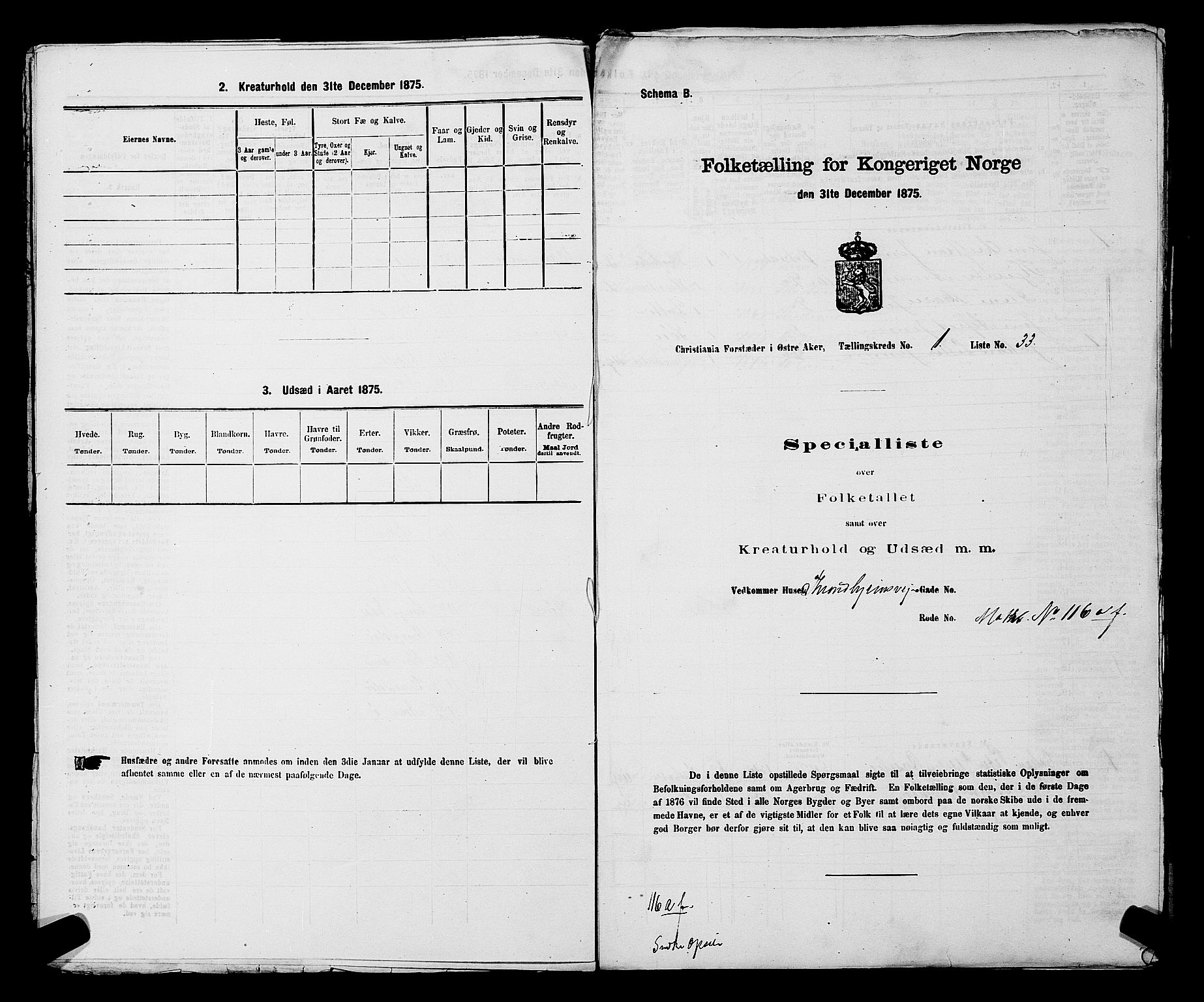 RA, Folketelling 1875 for 0218bP Østre Aker prestegjeld, 1875, s. 289