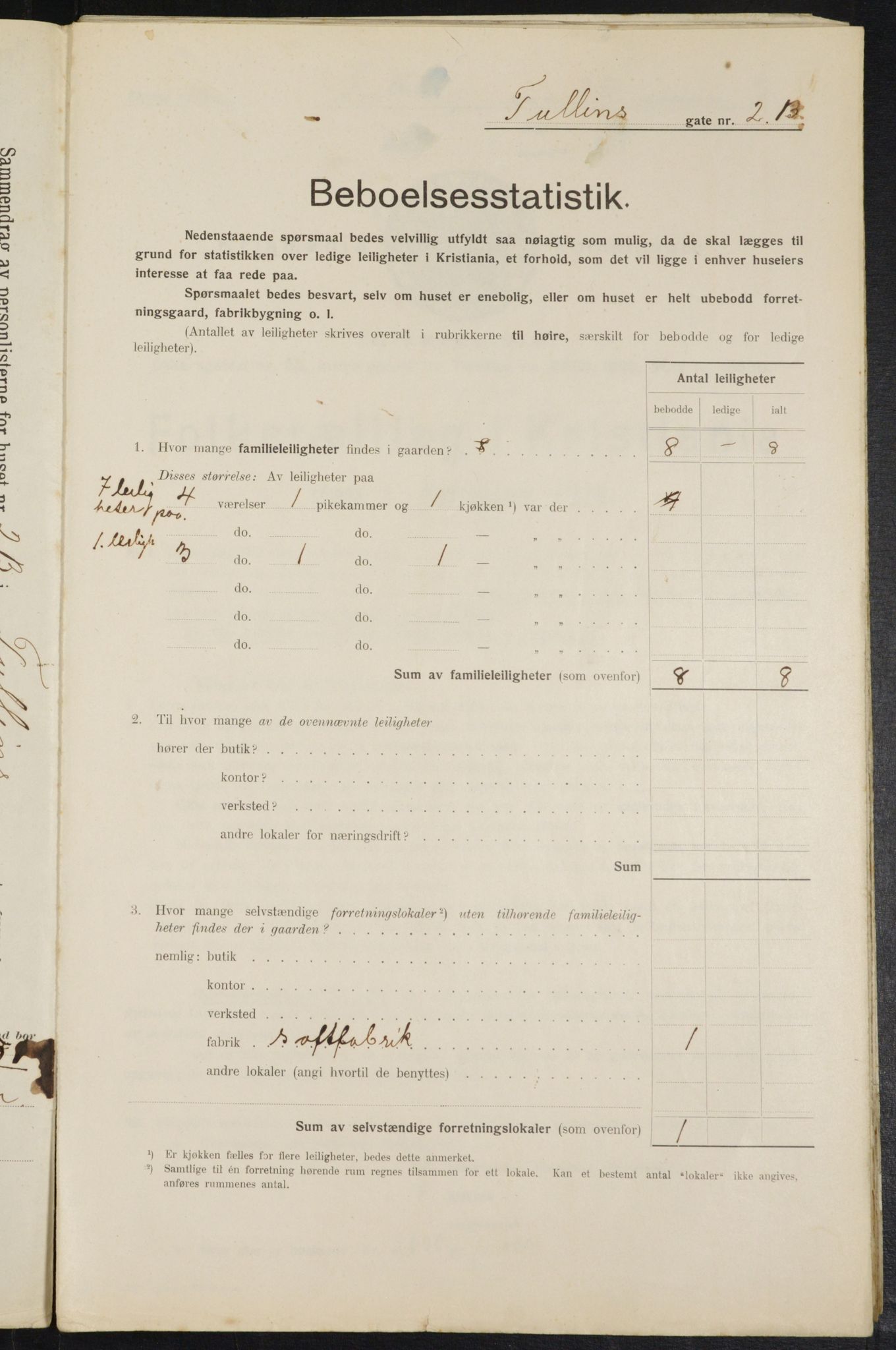 OBA, Kommunal folketelling 1.2.1914 for Kristiania, 1914, s. 116349