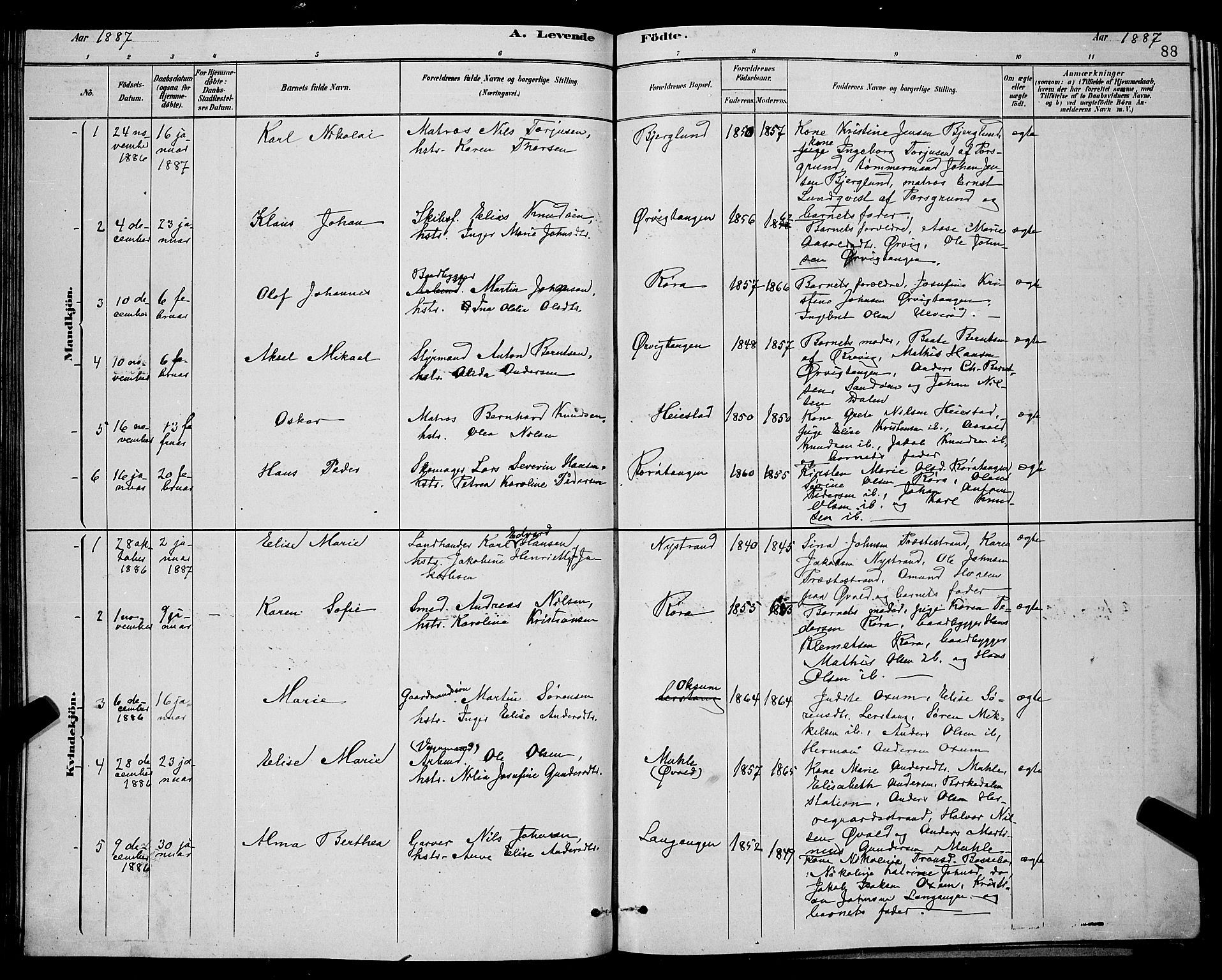 Eidanger kirkebøker, AV/SAKO-A-261/G/Ga/L0002: Klokkerbok nr. 2, 1879-1892, s. 88