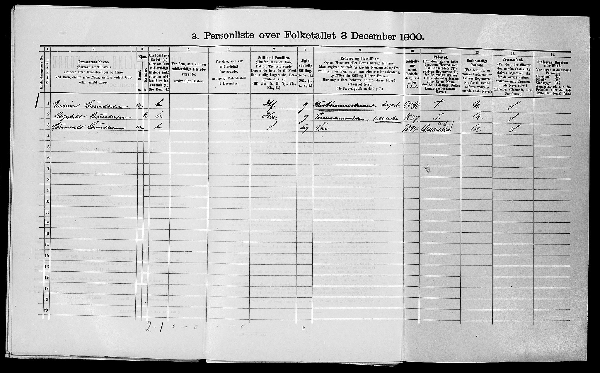 SAST, Folketelling 1900 for 1136 Sand herred, 1900, s. 34