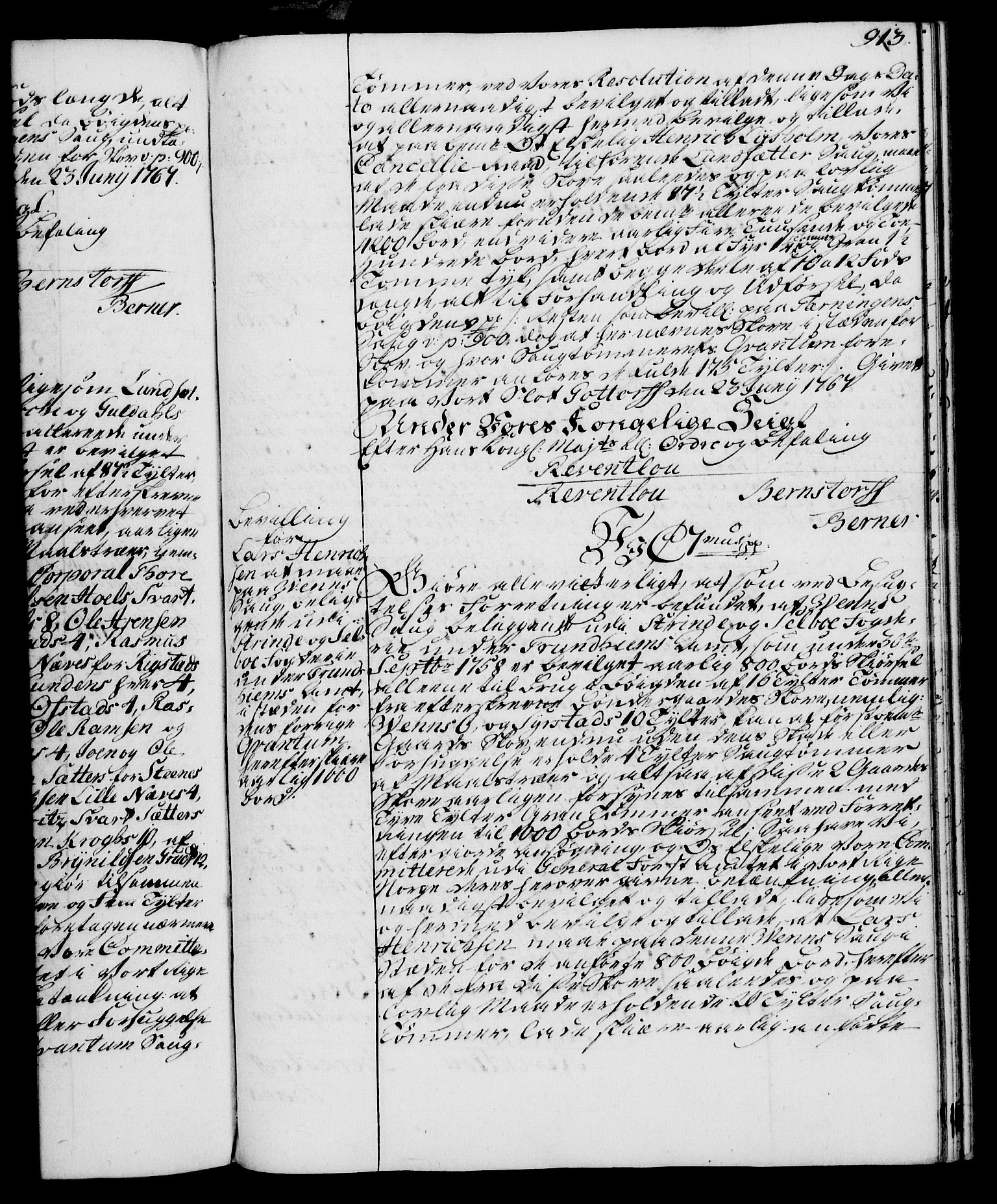 Rentekammeret, Kammerkanselliet, AV/RA-EA-3111/G/Gg/Gga/L0007: Norsk ekspedisjonsprotokoll med register (merket RK 53.7), 1759-1768, s. 913