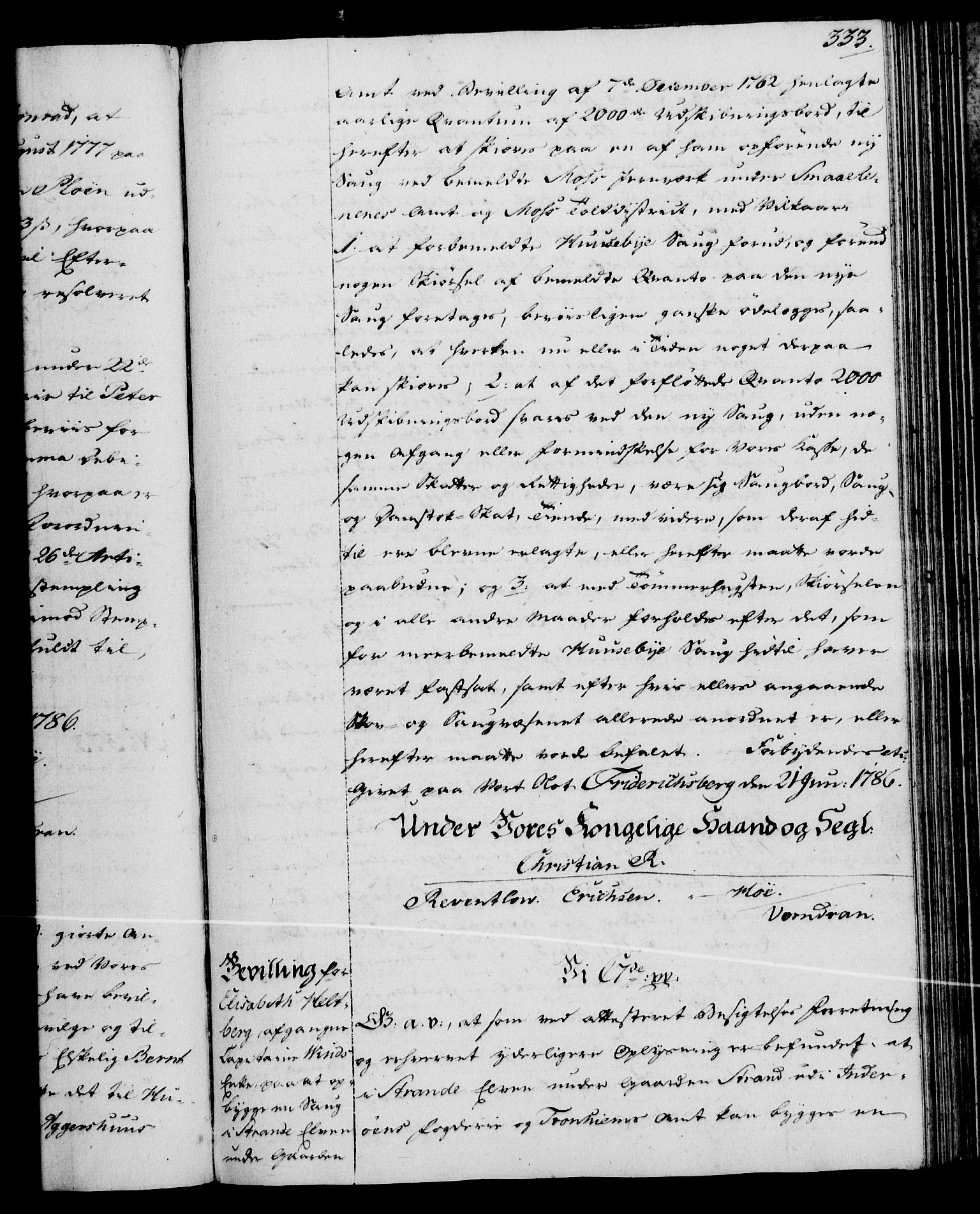 Rentekammeret, Kammerkanselliet, RA/EA-3111/G/Gg/Gga/L0013: Norsk ekspedisjonsprotokoll med register (merket RK 53.13), 1784-1787, s. 333