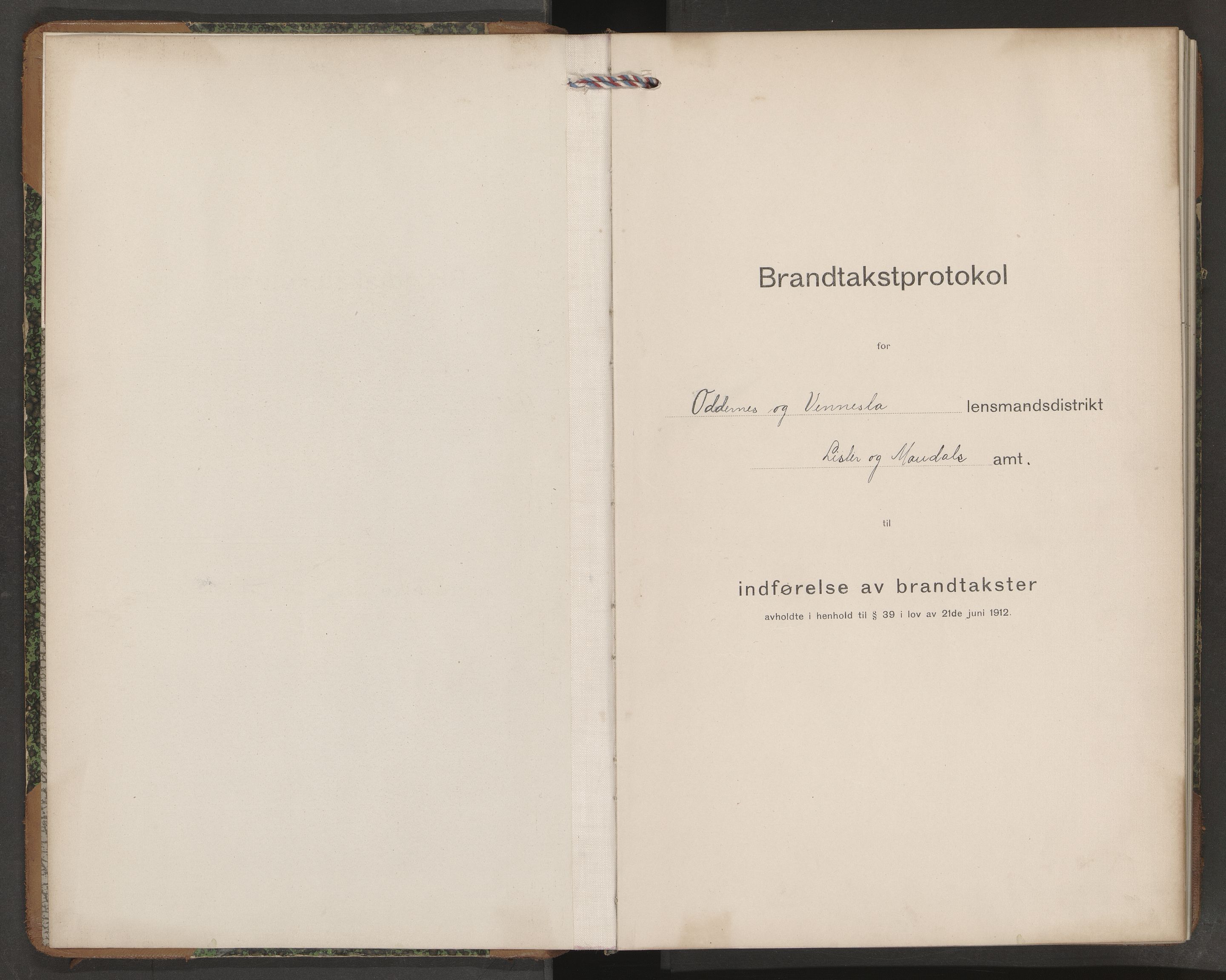 Norges Brannkasse Oddernes, SAK/2241-0042/F/Fa/L0020: Branntakstprotokoll nr. 20, 1917-1919