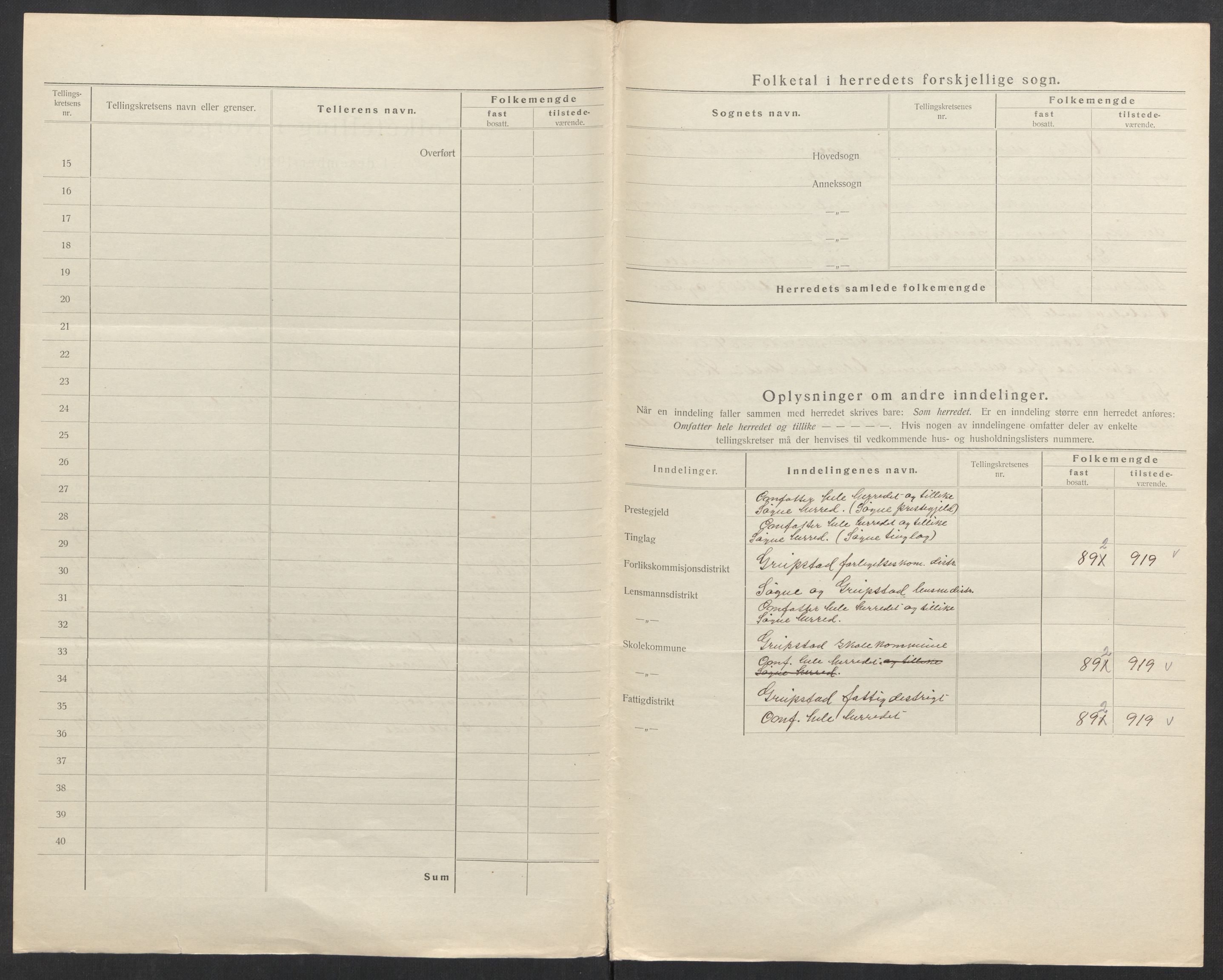 SAK, Folketelling 1920 for 1017 Greipstad herred, 1920, s. 8