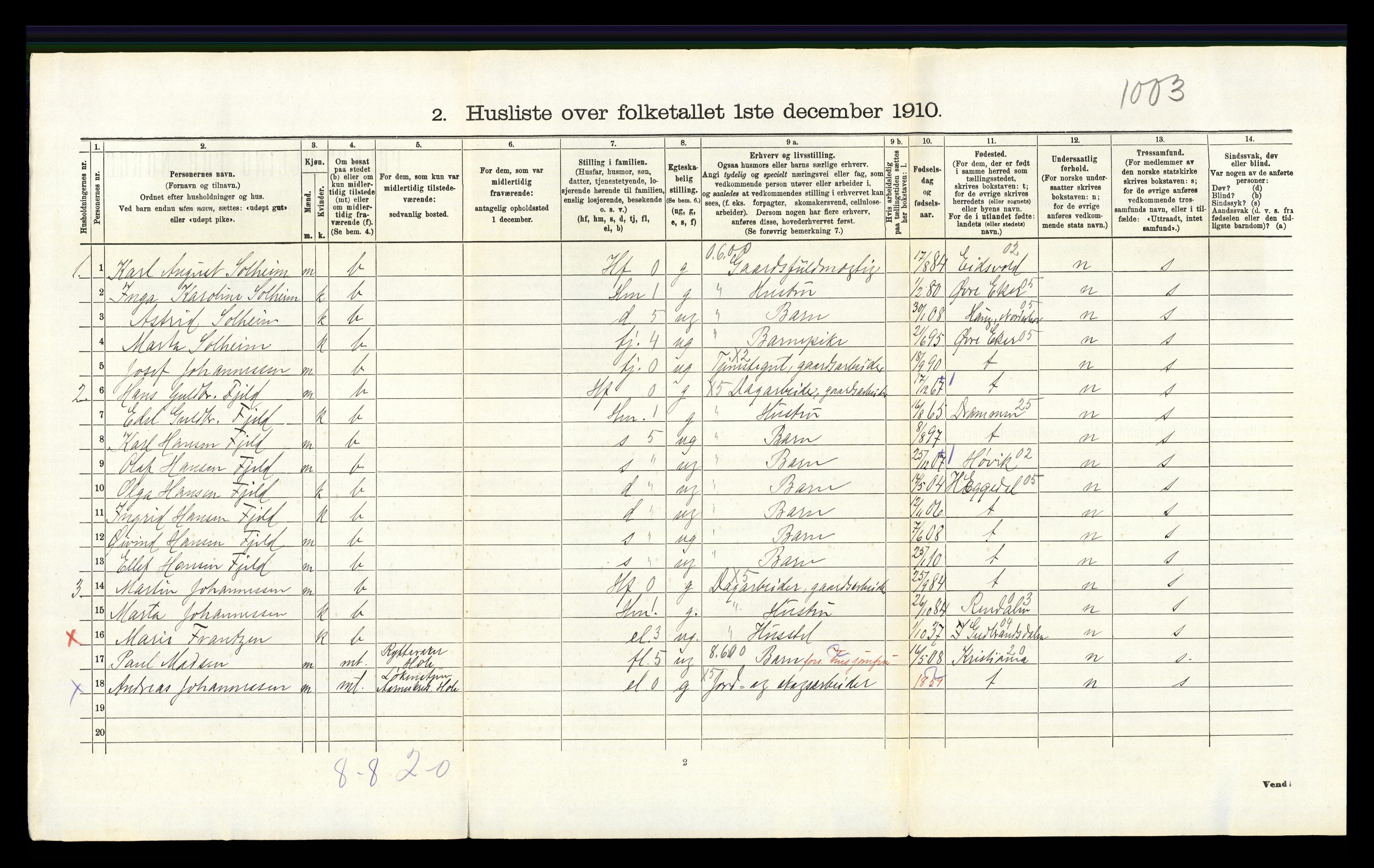 RA, Folketelling 1910 for 0612 Hole herred, 1910, s. 329