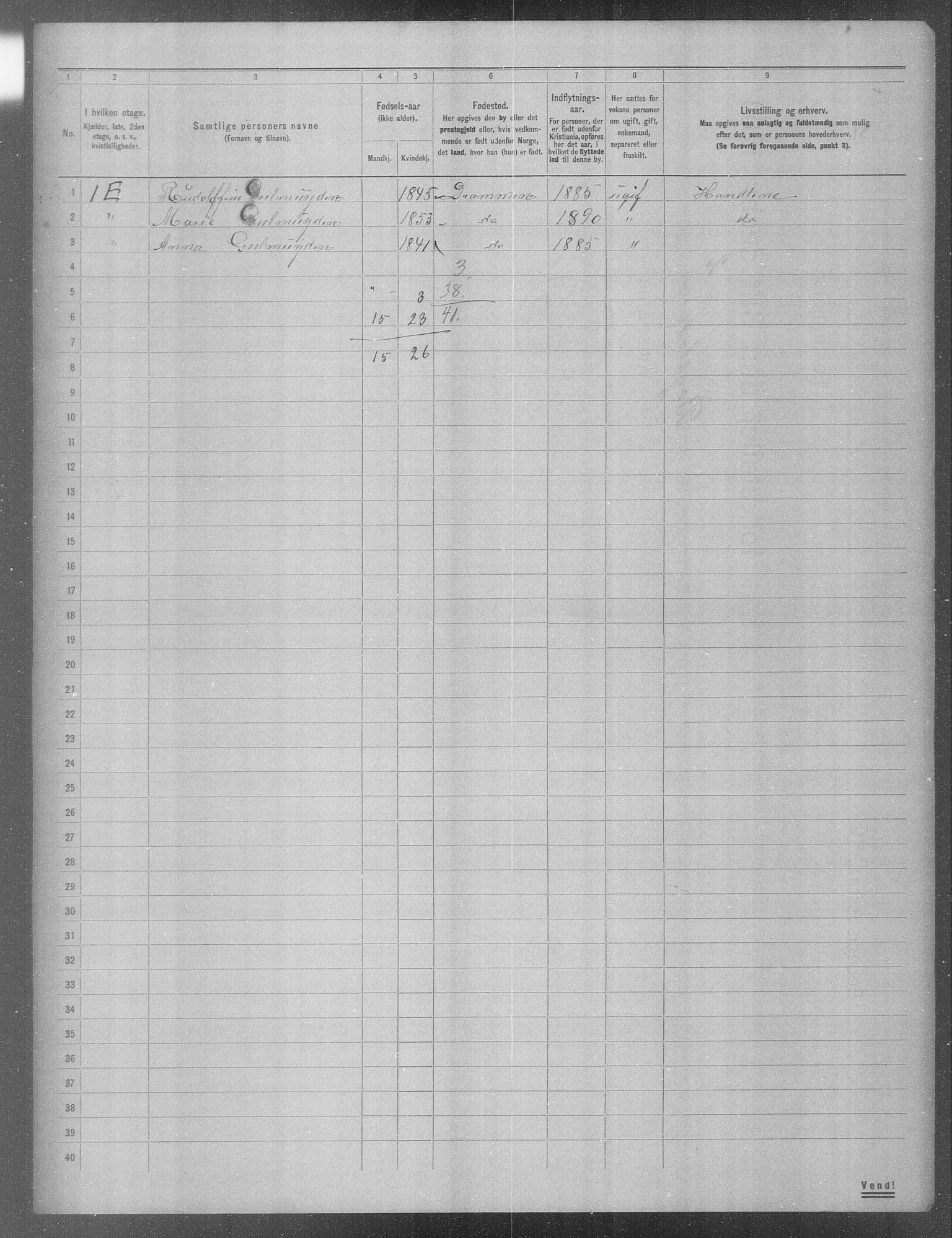 OBA, Kommunal folketelling 31.12.1904 for Kristiania kjøpstad, 1904, s. 1486