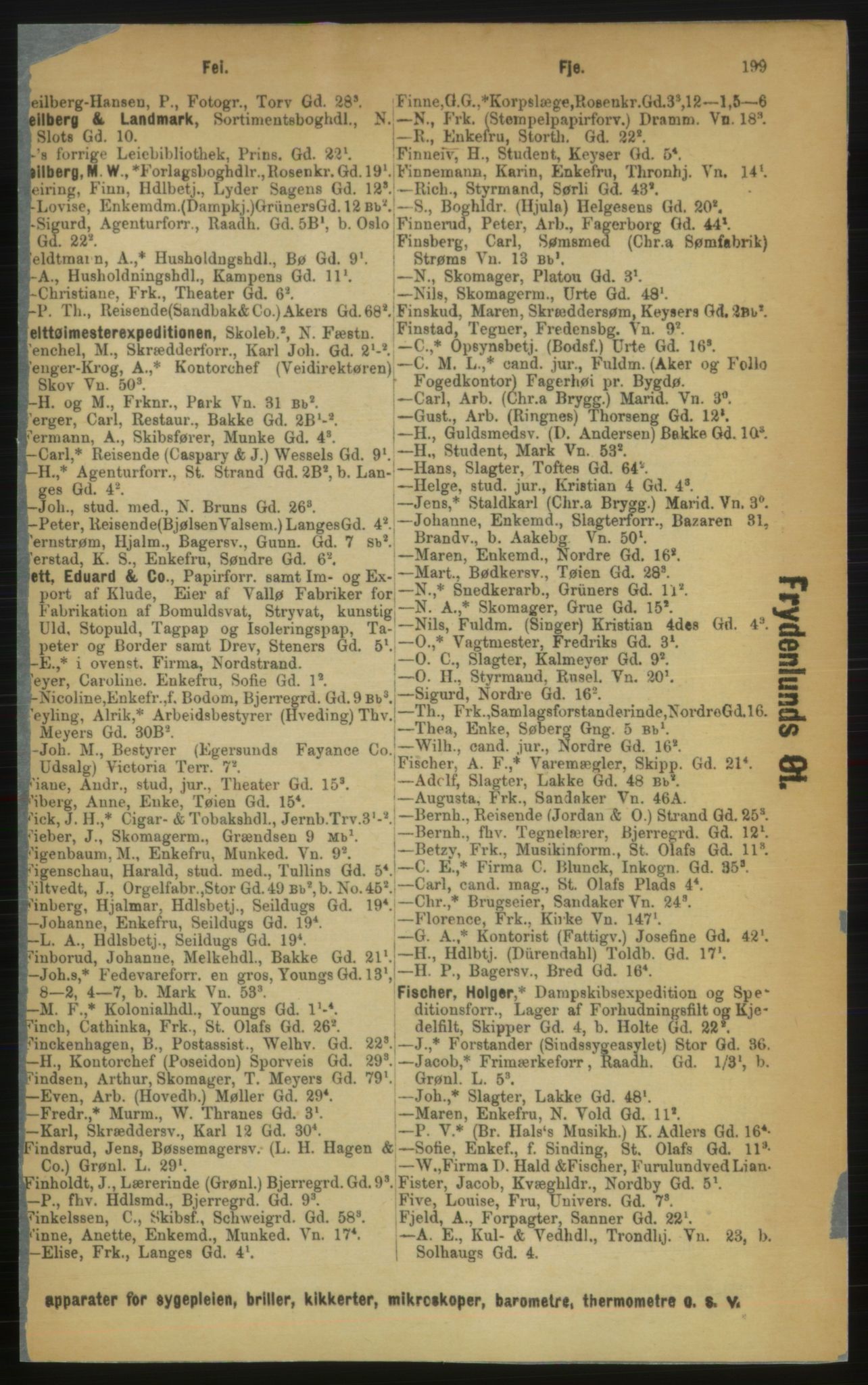Kristiania/Oslo adressebok, PUBL/-, 1889, s. 199