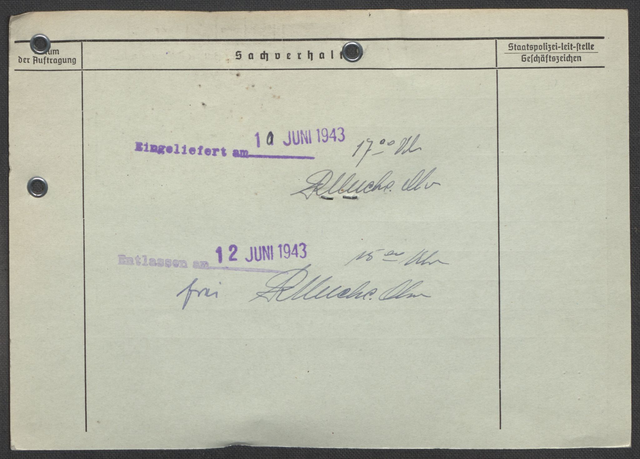 Befehlshaber der Sicherheitspolizei und des SD, AV/RA-RAFA-5969/E/Ea/Eaa/L0005: Register over norske fanger i Møllergata 19: Hø-Kj, 1940-1945, s. 1310