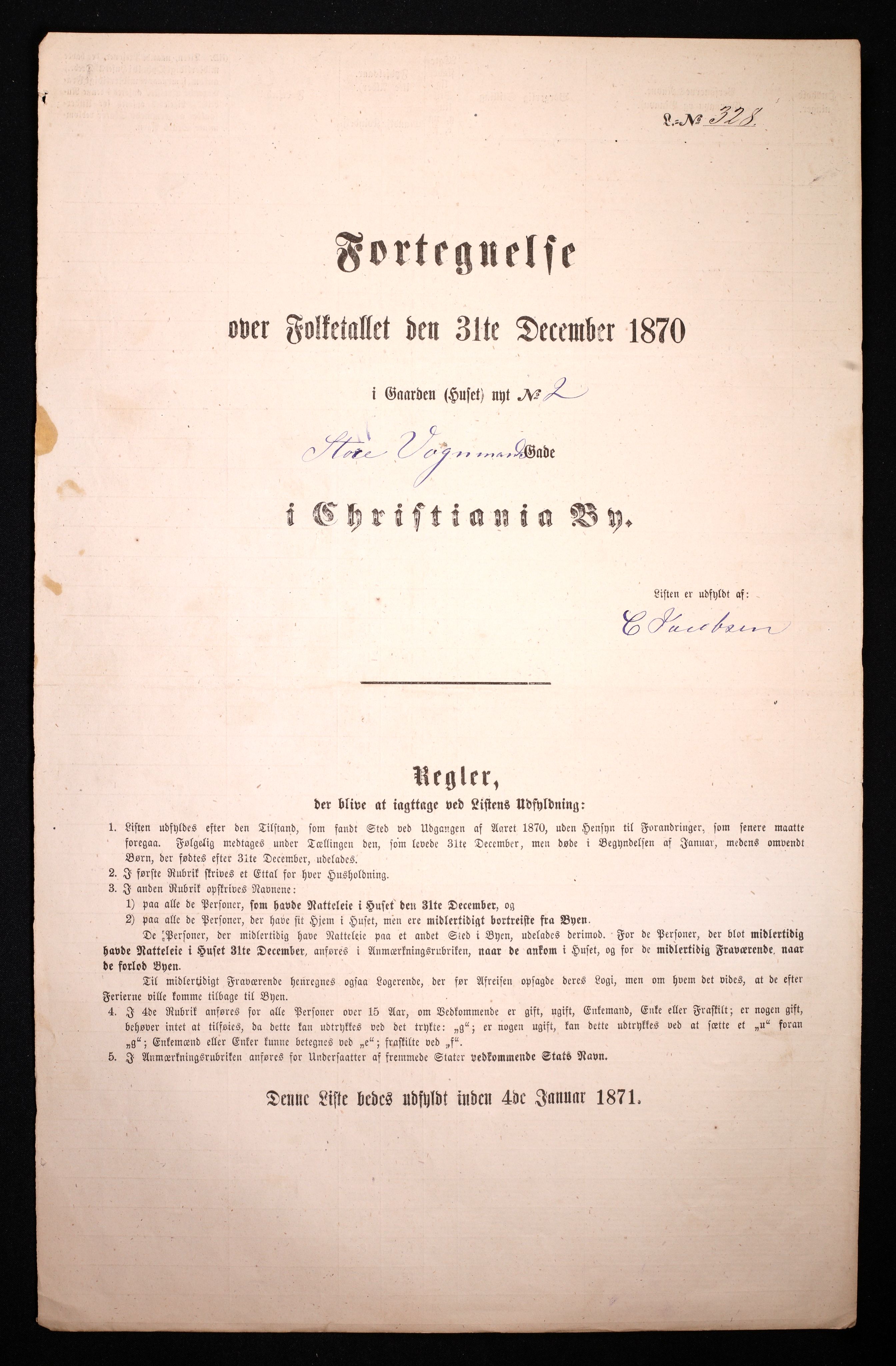 RA, Folketelling 1870 for 0301 Kristiania kjøpstad, 1870, s. 3692