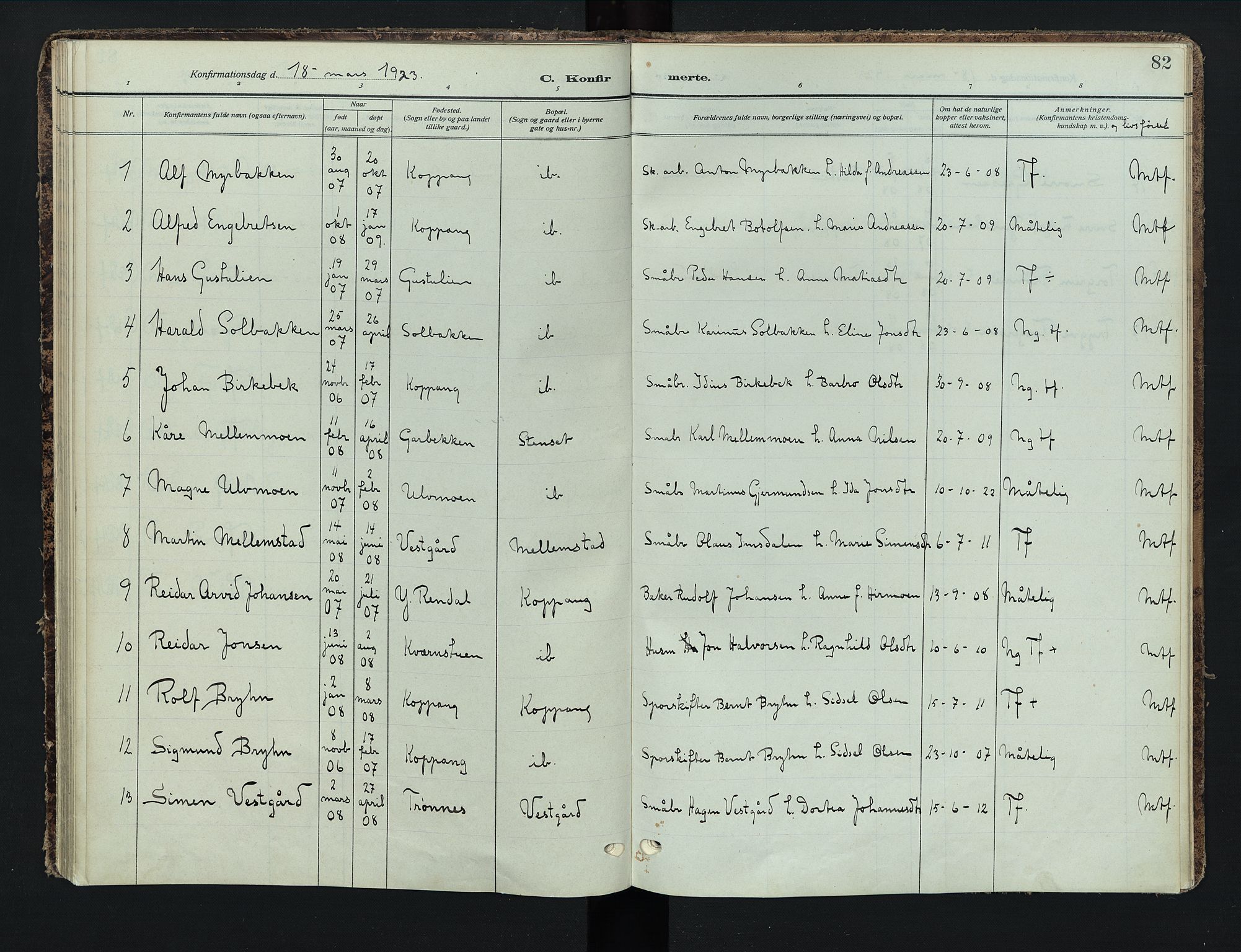 Stor-Elvdal prestekontor, AV/SAH-PREST-052/H/Ha/Haa/L0005: Ministerialbok nr. 5, 1908-1924, s. 82