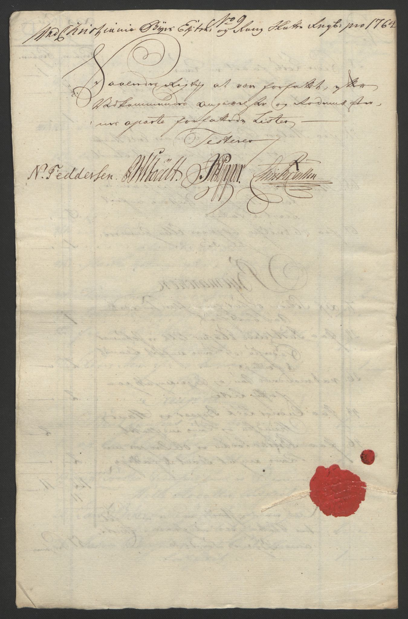 Rentekammeret inntil 1814, Reviderte regnskaper, Byregnskaper, RA/EA-4066/R/Re/L0072/0001: [E13] Kontribusjonsregnskap / Ekstraskatt, 1763-1764, s. 303