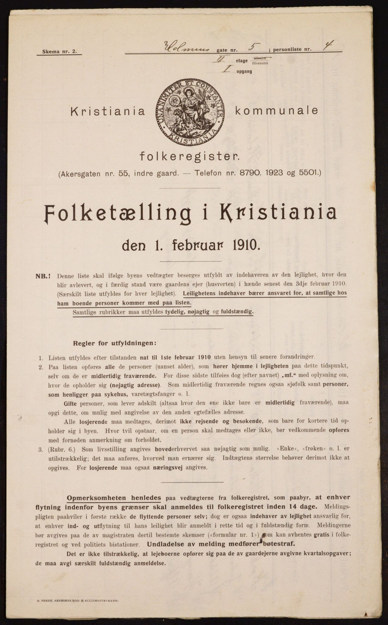 OBA, Kommunal folketelling 1.2.1910 for Kristiania, 1910, s. 40056