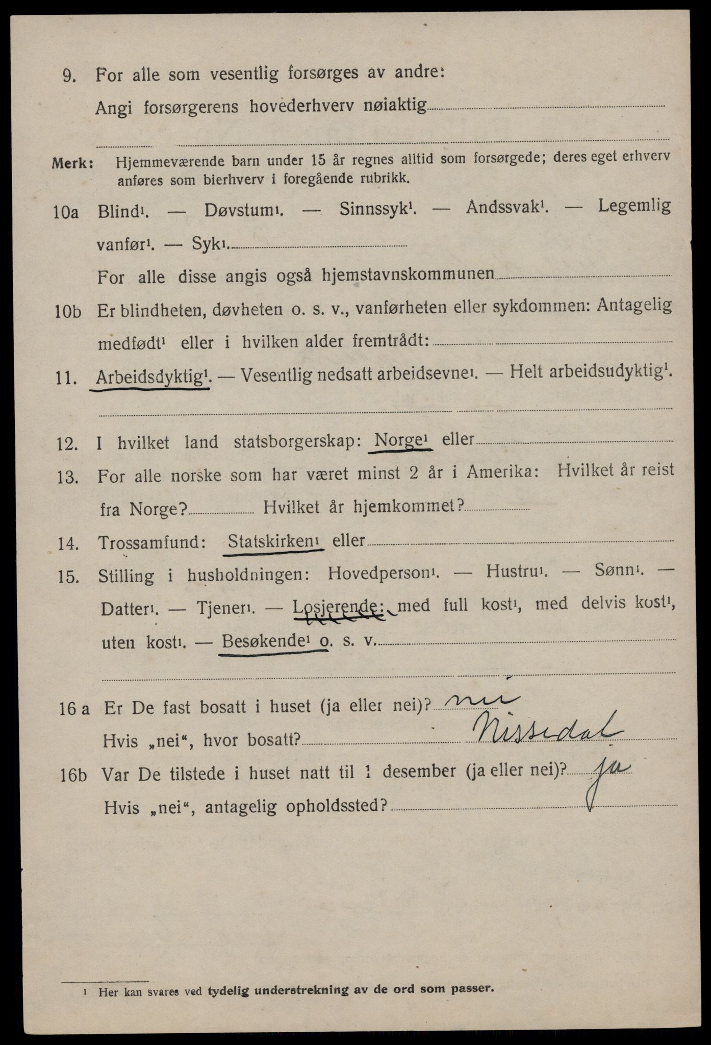 SAKO, Folketelling 1920 for 0830 Nissedal herred, 1920, s. 2020