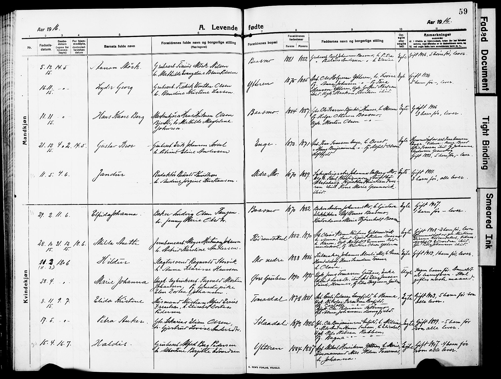 Ministerialprotokoller, klokkerbøker og fødselsregistre - Nordland, AV/SAT-A-1459/827/L0423: Klokkerbok nr. 827C12, 1912-1930, s. 59