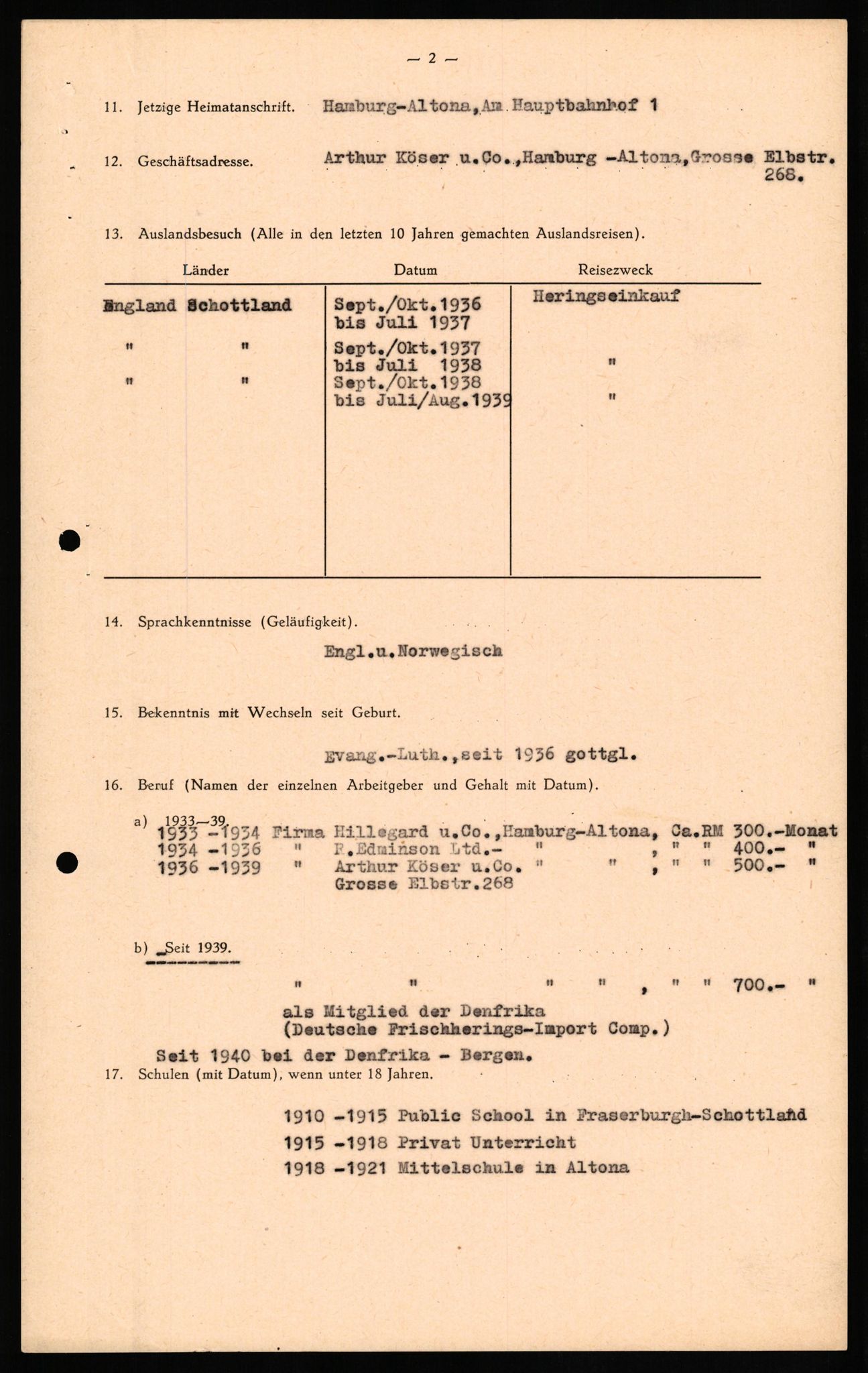 Forsvaret, Forsvarets overkommando II, AV/RA-RAFA-3915/D/Db/L0020: CI Questionaires. Tyske okkupasjonsstyrker i Norge. Tyskere., 1945-1946, s. 416