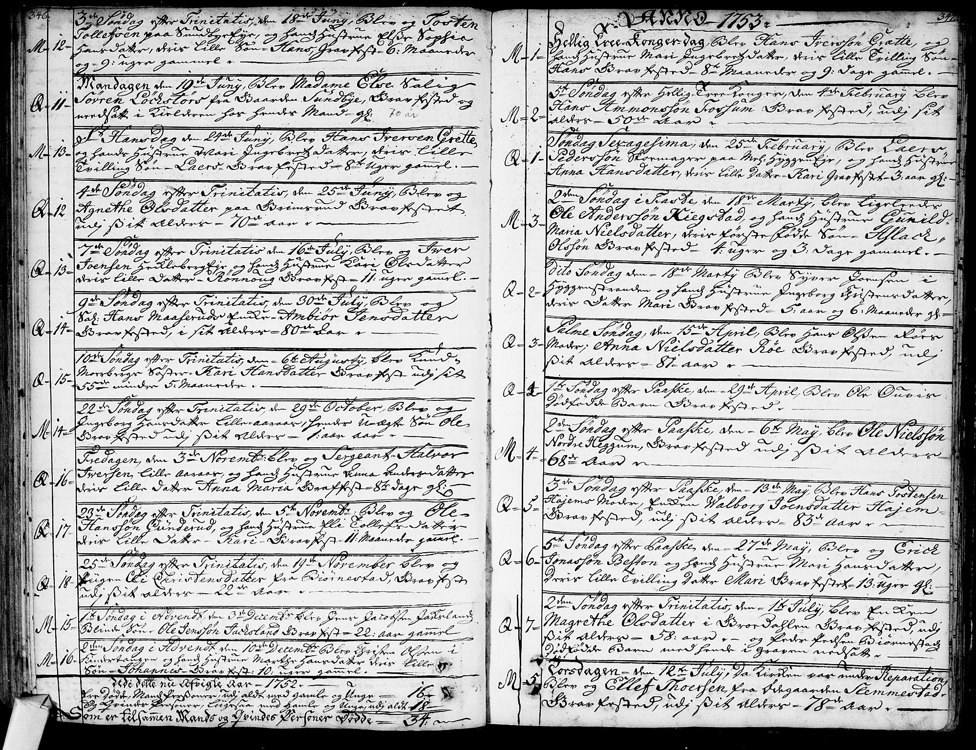 Røyken kirkebøker, SAKO/A-241/G/Ga/L0001: Klokkerbok nr. 1, 1740-1768, s. 346-347