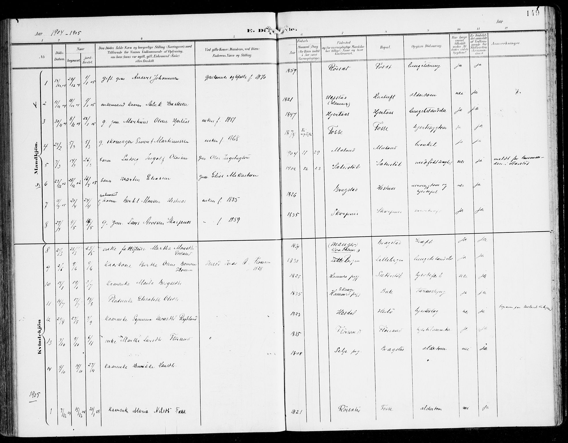 Alversund Sokneprestembete, AV/SAB-A-73901/H/Ha/Haa/Haac/L0002: Ministerialbok nr. C 2, 1901-1921, s. 149