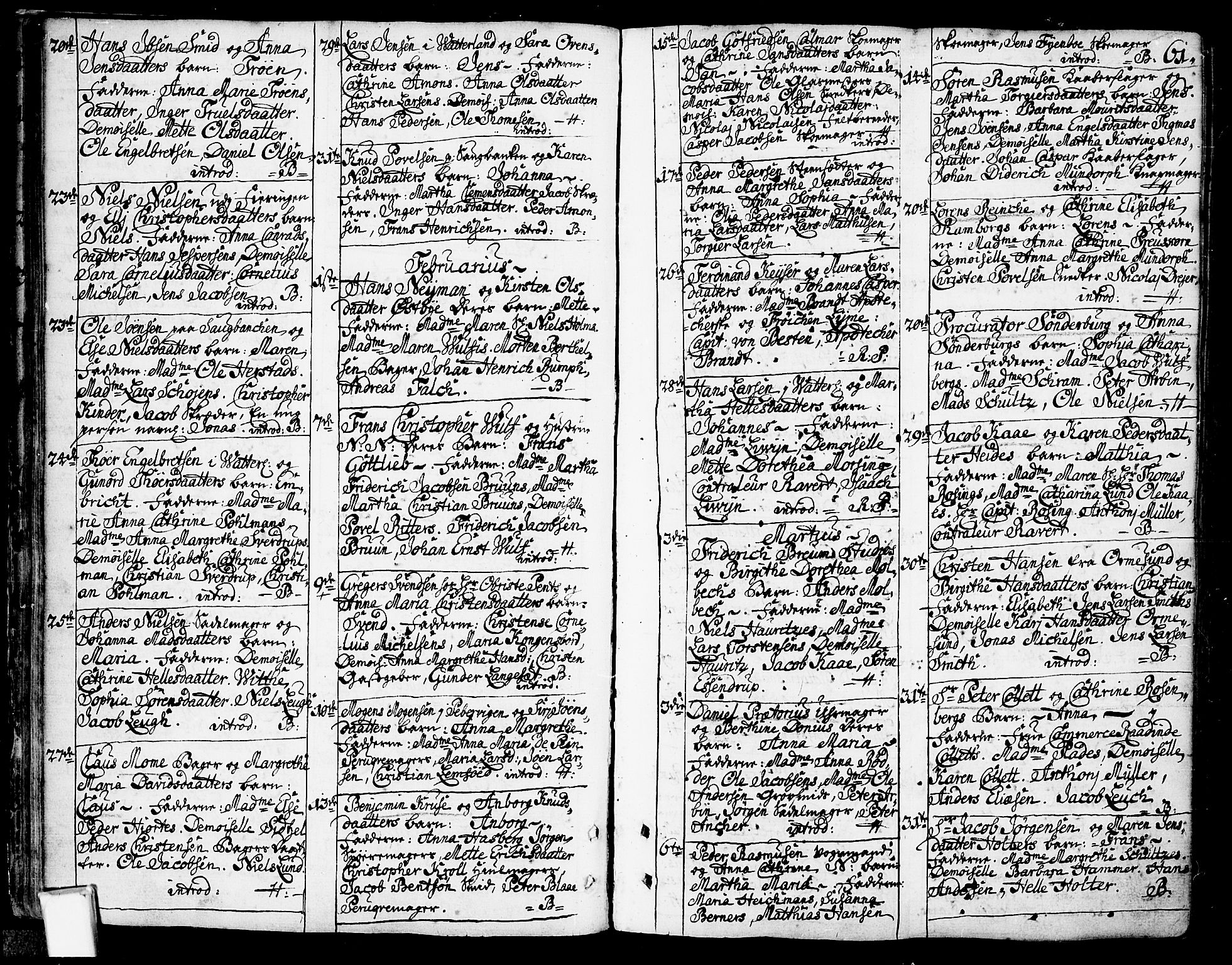 Oslo domkirke Kirkebøker, SAO/A-10752/F/Fa/L0003: Ministerialbok nr. 3, 1731-1743, s. 61