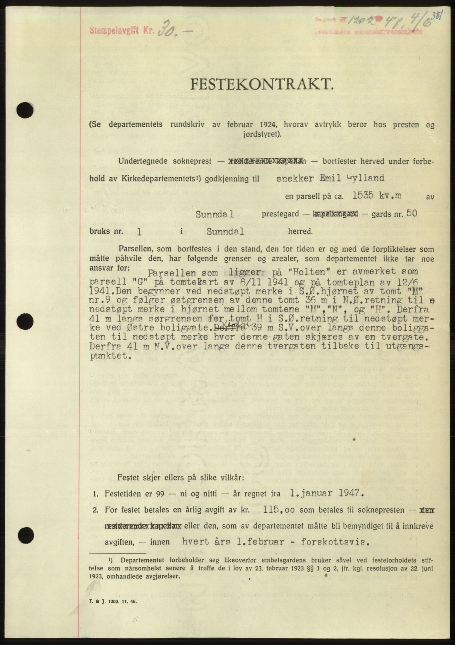 Nordmøre sorenskriveri, SAT/A-4132/1/2/2Ca: Pantebok nr. B96, 1947-1947, Dagboknr: 1202/1947