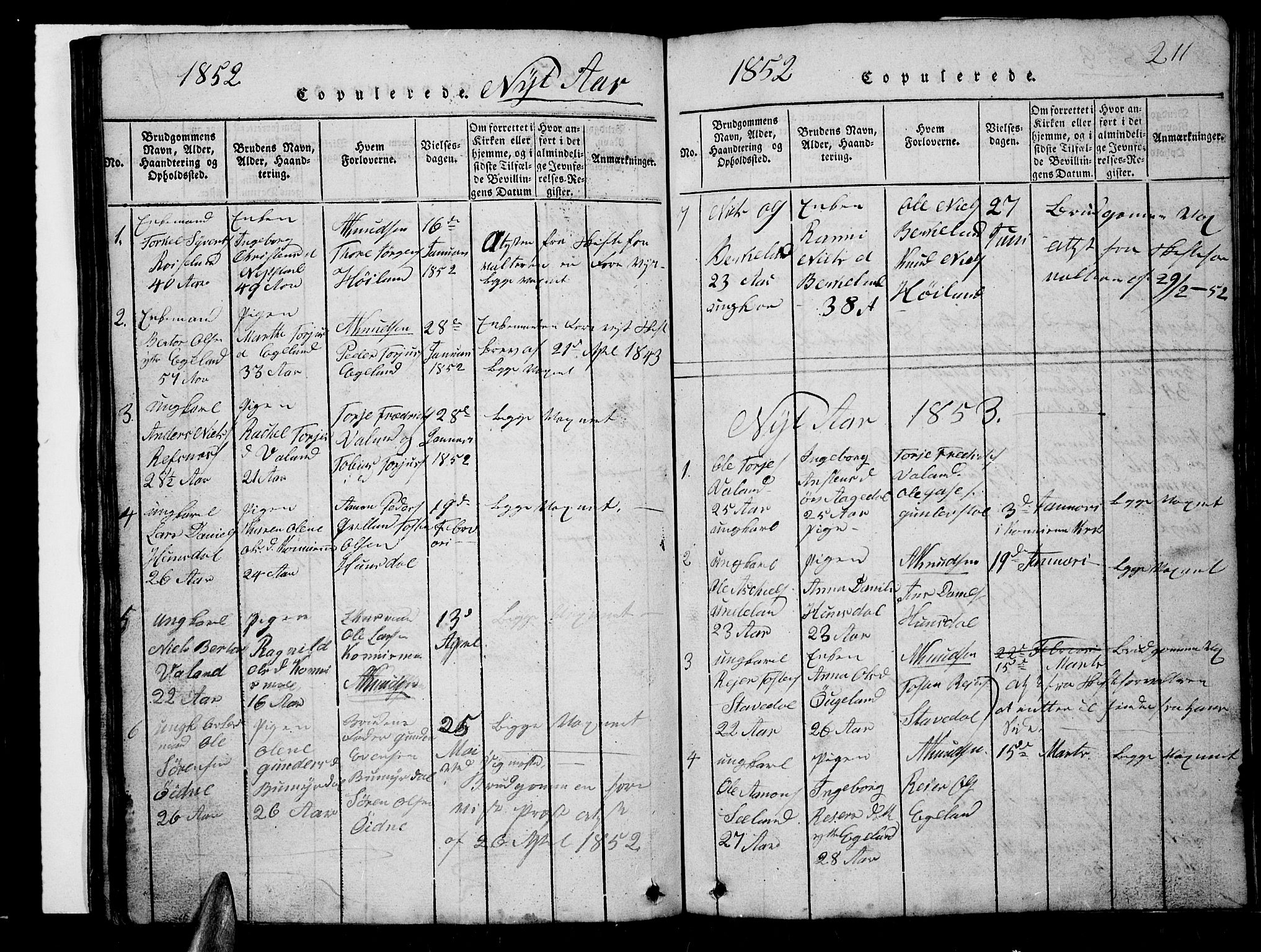 Nord-Audnedal sokneprestkontor, AV/SAK-1111-0032/F/Fb/Fba/L0001: Klokkerbok nr. B 1, 1815-1856, s. 211
