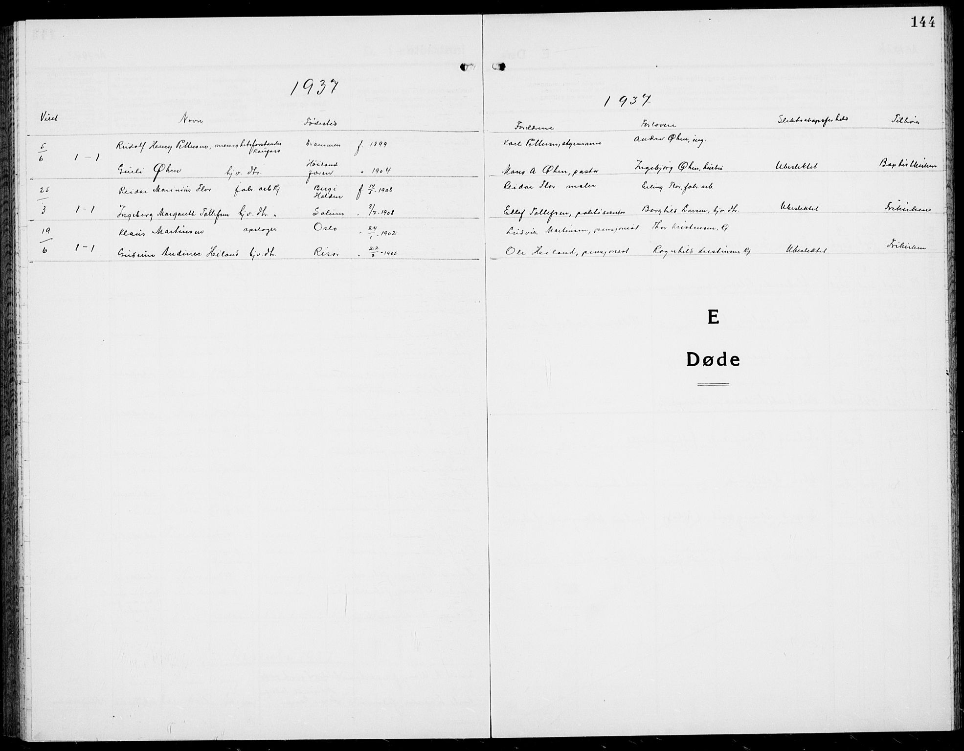 Rjukan kirkebøker, AV/SAKO-A-294/G/Ga/L0005: Klokkerbok nr. 5, 1928-1937, s. 144