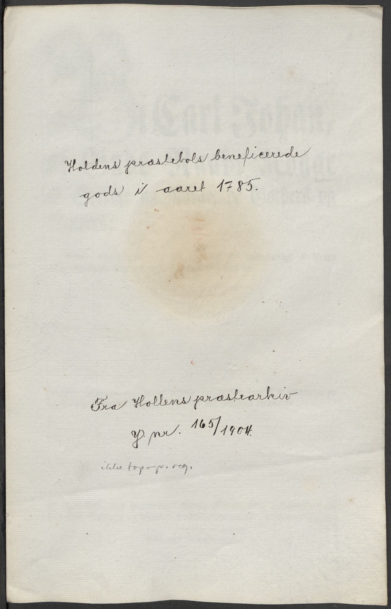 Riksarkivets diplomsamling, RA/EA-5965/F15/L0026: Prestearkiv - Telemark, 1575-1838, s. 170