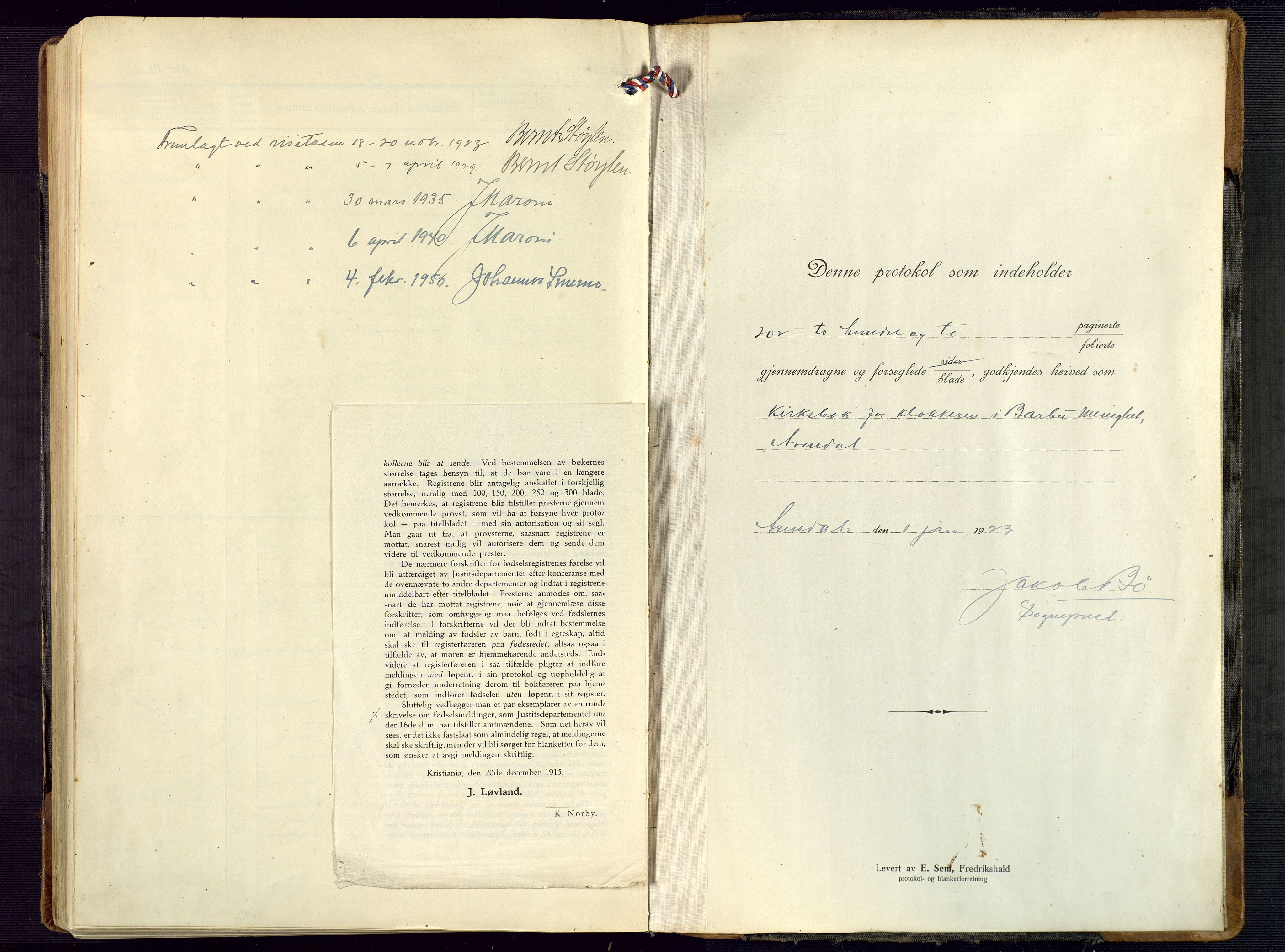 Barbu sokneprestkontor, AV/SAK-1111-0003/F/Fb/L0005: Klokkerbok nr. B 5, 1923-1946