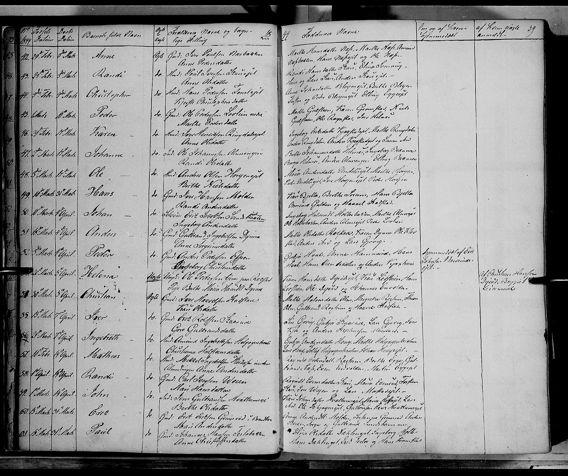 Gran prestekontor, AV/SAH-PREST-112/H/Ha/Haa/L0011: Ministerialbok nr. 11, 1842-1856, s. 38-39