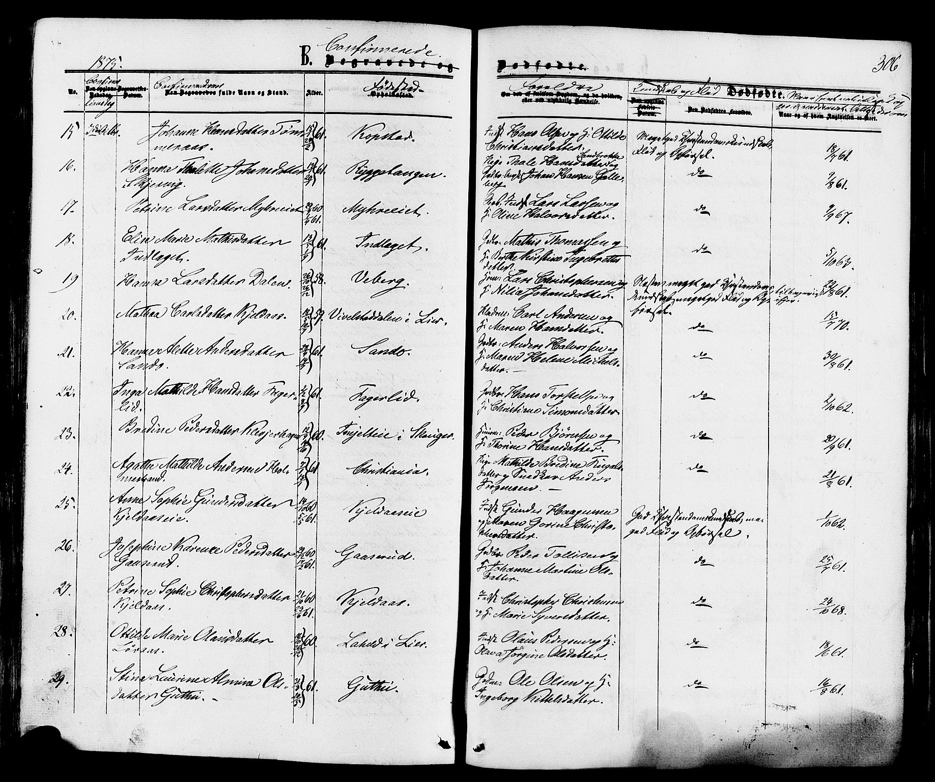 Sande Kirkebøker, AV/SAKO-A-53/F/Fa/L0005: Ministerialbok nr. 5, 1865-1877, s. 306