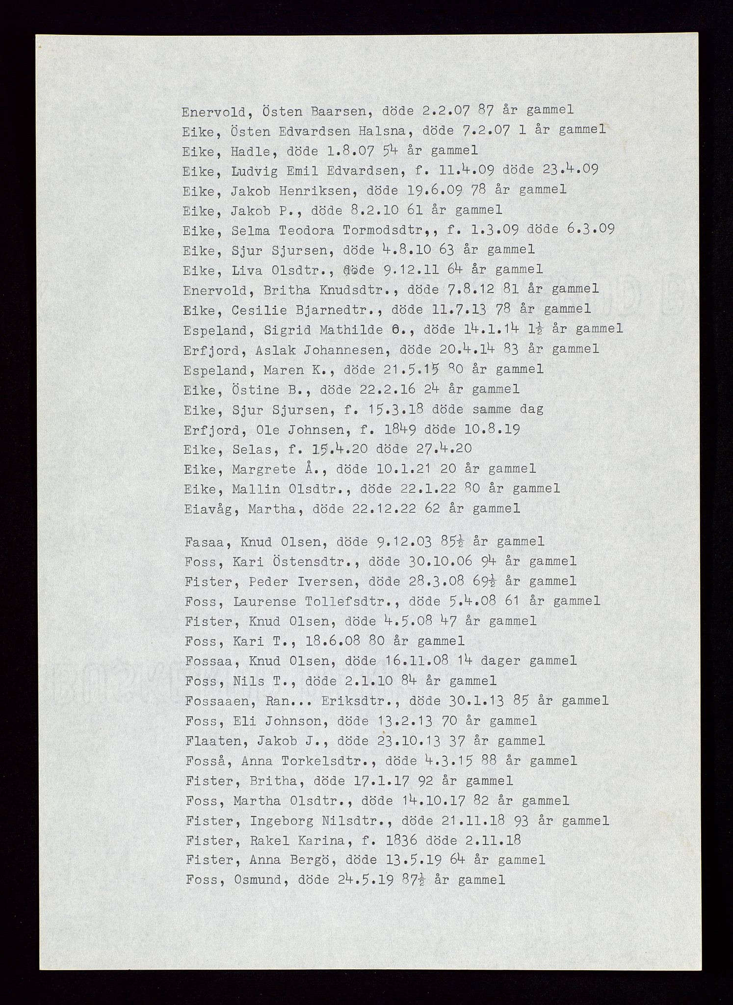 Hjelmeland lensmannskontor, AV/SAST-A-100439/Gga/L0001: "Register til dødsfallprotokollene i Hjelmeland", 1903-1962, s. 7