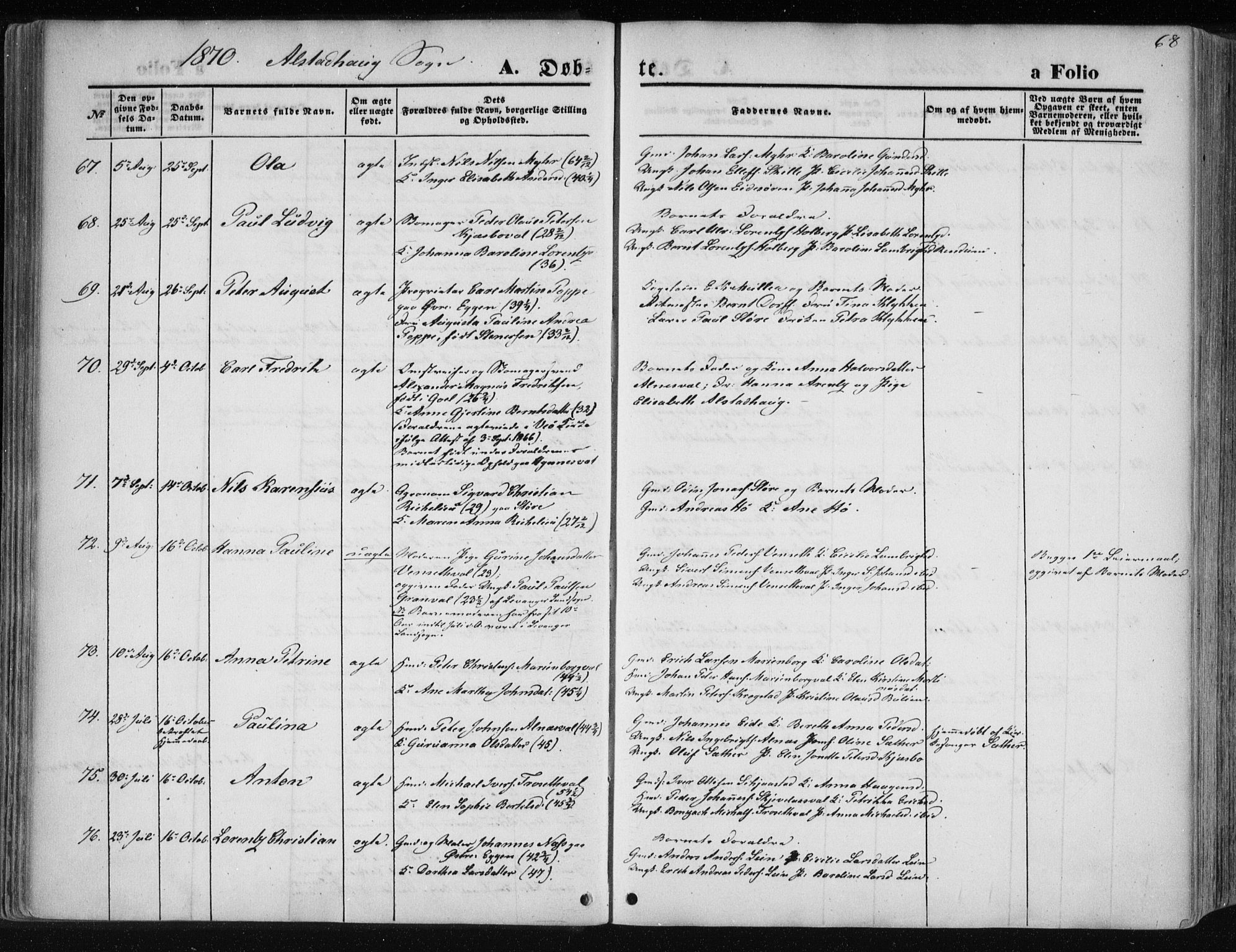 Ministerialprotokoller, klokkerbøker og fødselsregistre - Nord-Trøndelag, SAT/A-1458/717/L0157: Ministerialbok nr. 717A08 /1, 1863-1877, s. 68