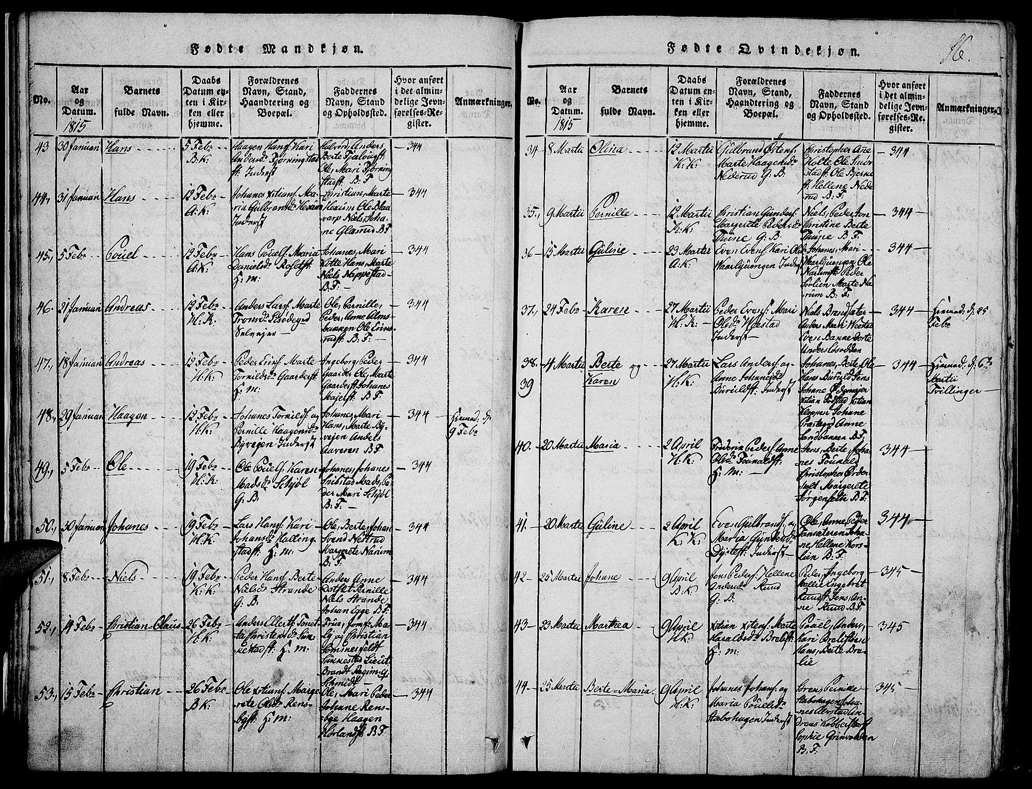 Toten prestekontor, AV/SAH-PREST-102/H/Ha/Haa/L0009: Ministerialbok nr. 9, 1814-1820, s. 16