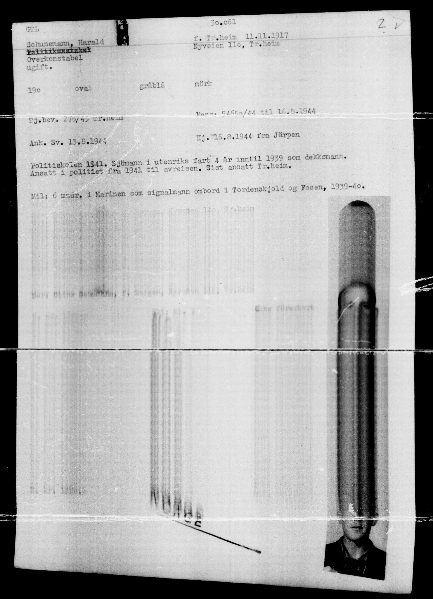 Den Kgl. Norske Legasjons Flyktningskontor, RA/S-6753/V/Va/L0012: Kjesäterkartoteket.  Flyktningenr. 28300-31566, 1940-1945, s. 1943