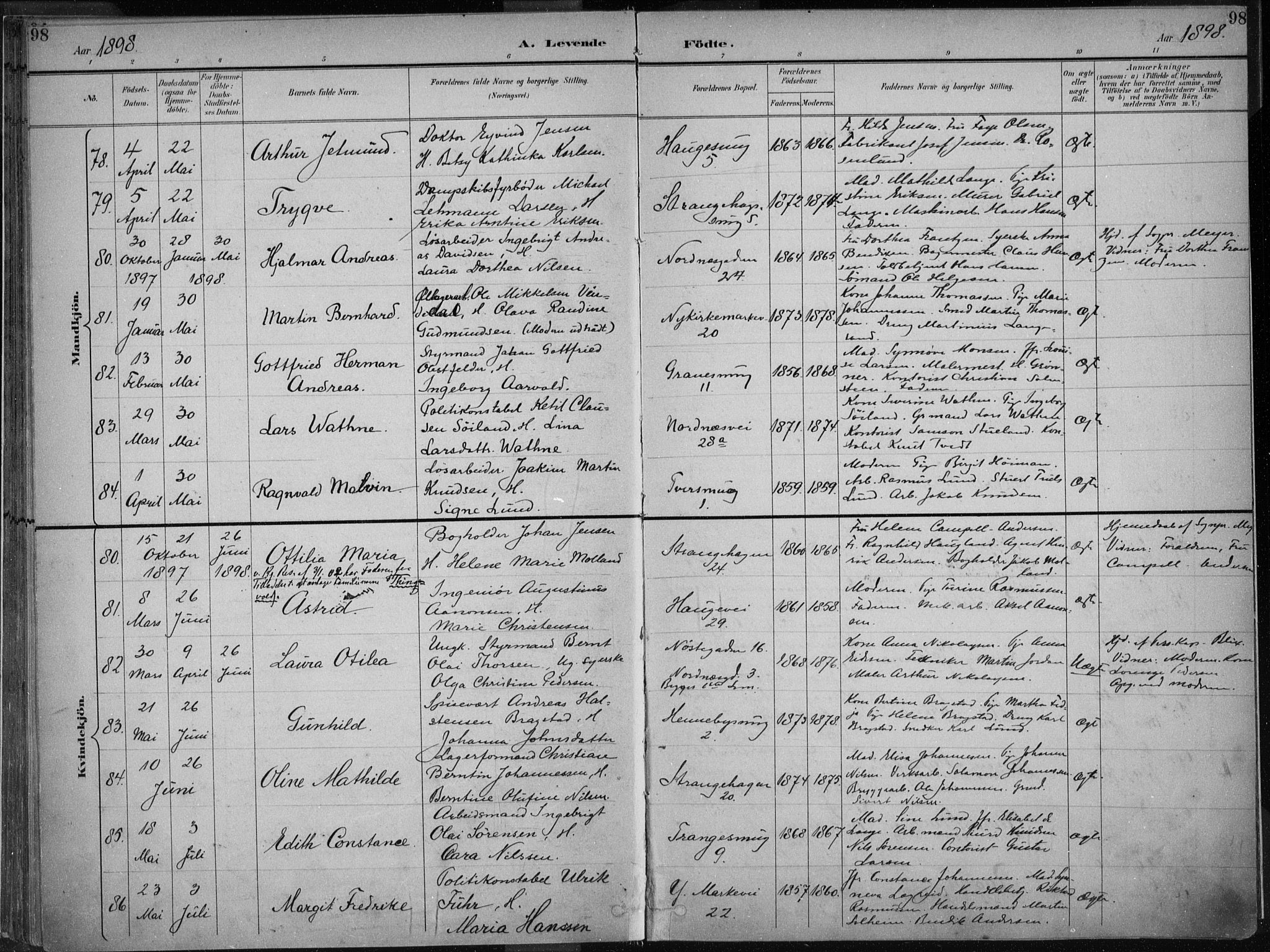 Nykirken Sokneprestembete, AV/SAB-A-77101/H/Haa/L0018: Ministerialbok nr. B 6, 1895-1903, s. 98