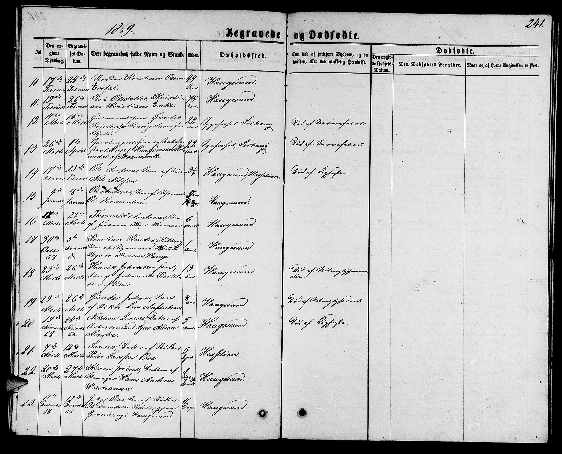 Torvastad sokneprestkontor, AV/SAST-A -101857/H/Ha/Hab/L0007: Klokkerbok nr. B 7, 1866-1873, s. 241