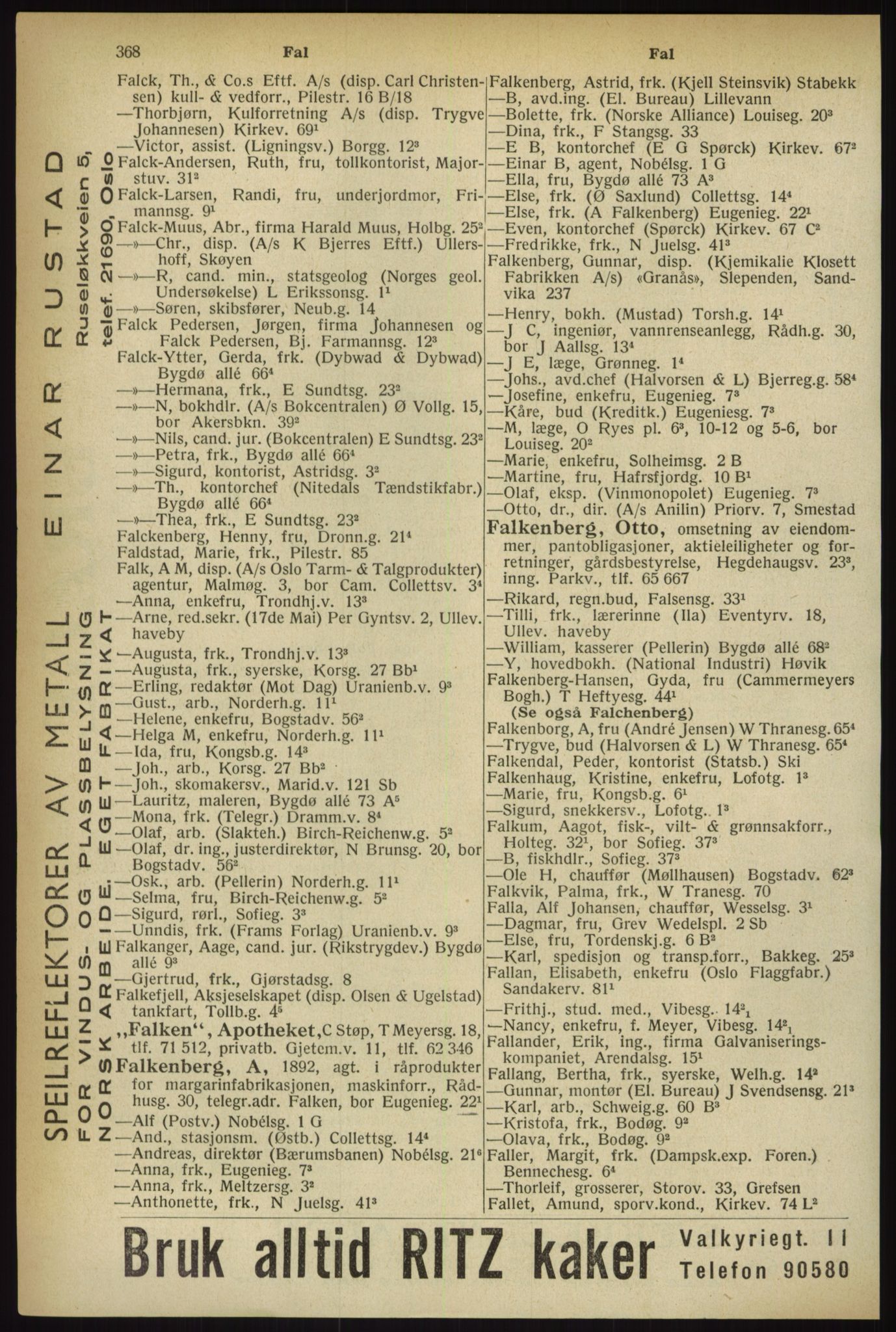 Kristiania/Oslo adressebok, PUBL/-, 1933, s. 368