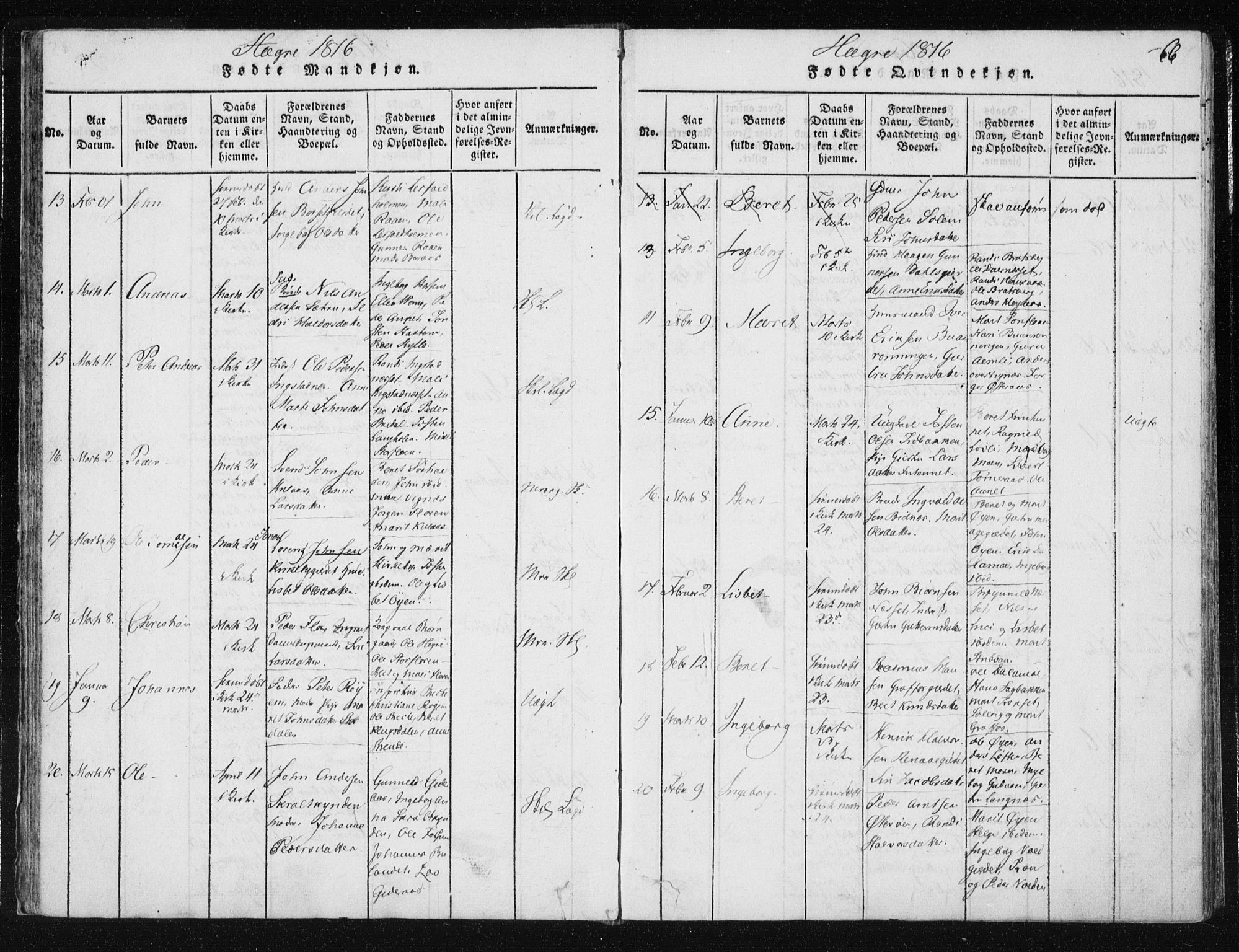 Ministerialprotokoller, klokkerbøker og fødselsregistre - Nord-Trøndelag, SAT/A-1458/709/L0061: Ministerialbok nr. 709A08 /4, 1815-1819, s. 66
