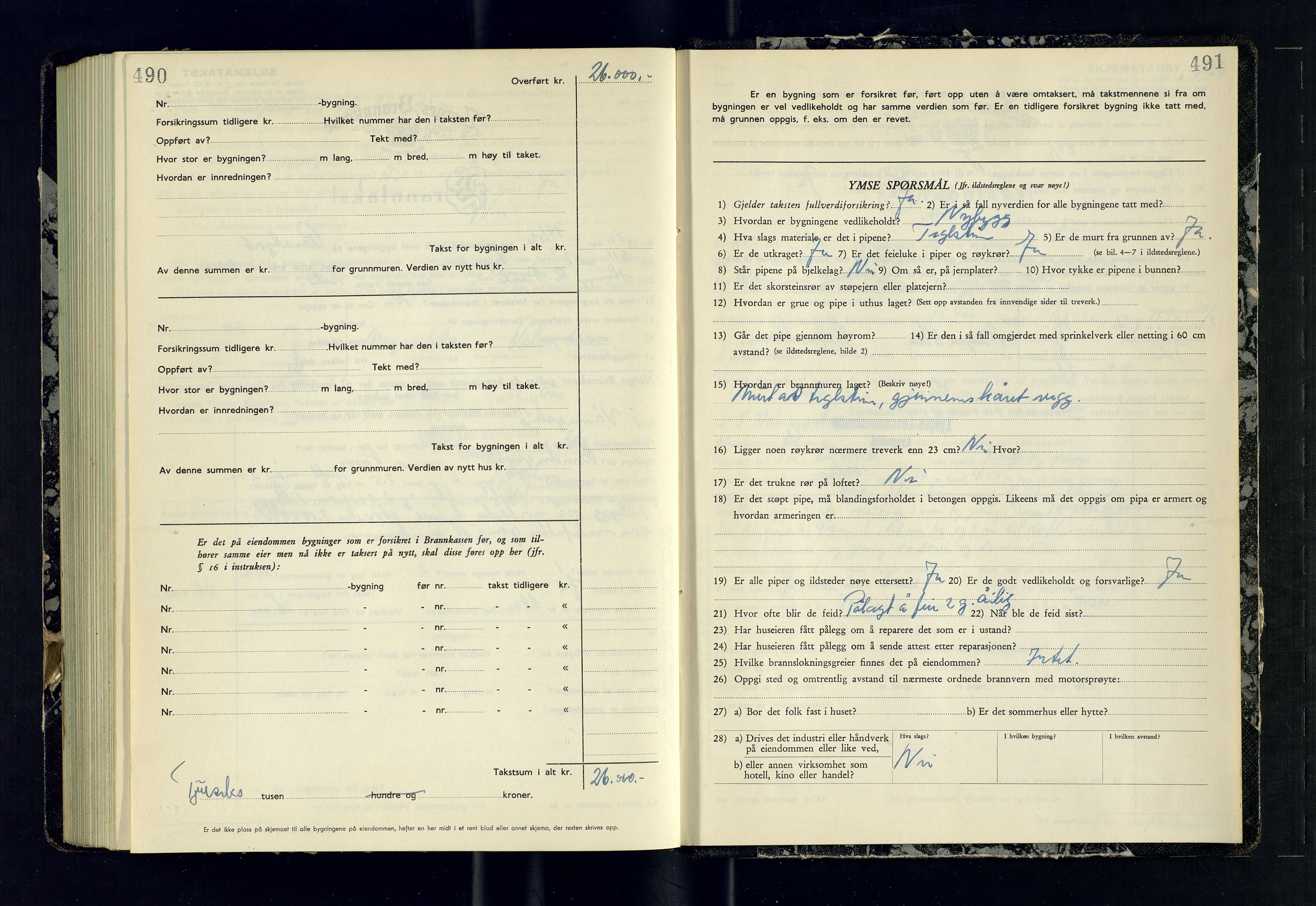 Lyngen lensmannskontor, AV/SATØ-SATO-99/F/Fm/Fmb/L0140: Branntakstprotokoller, 1951-1953, s. 490-491